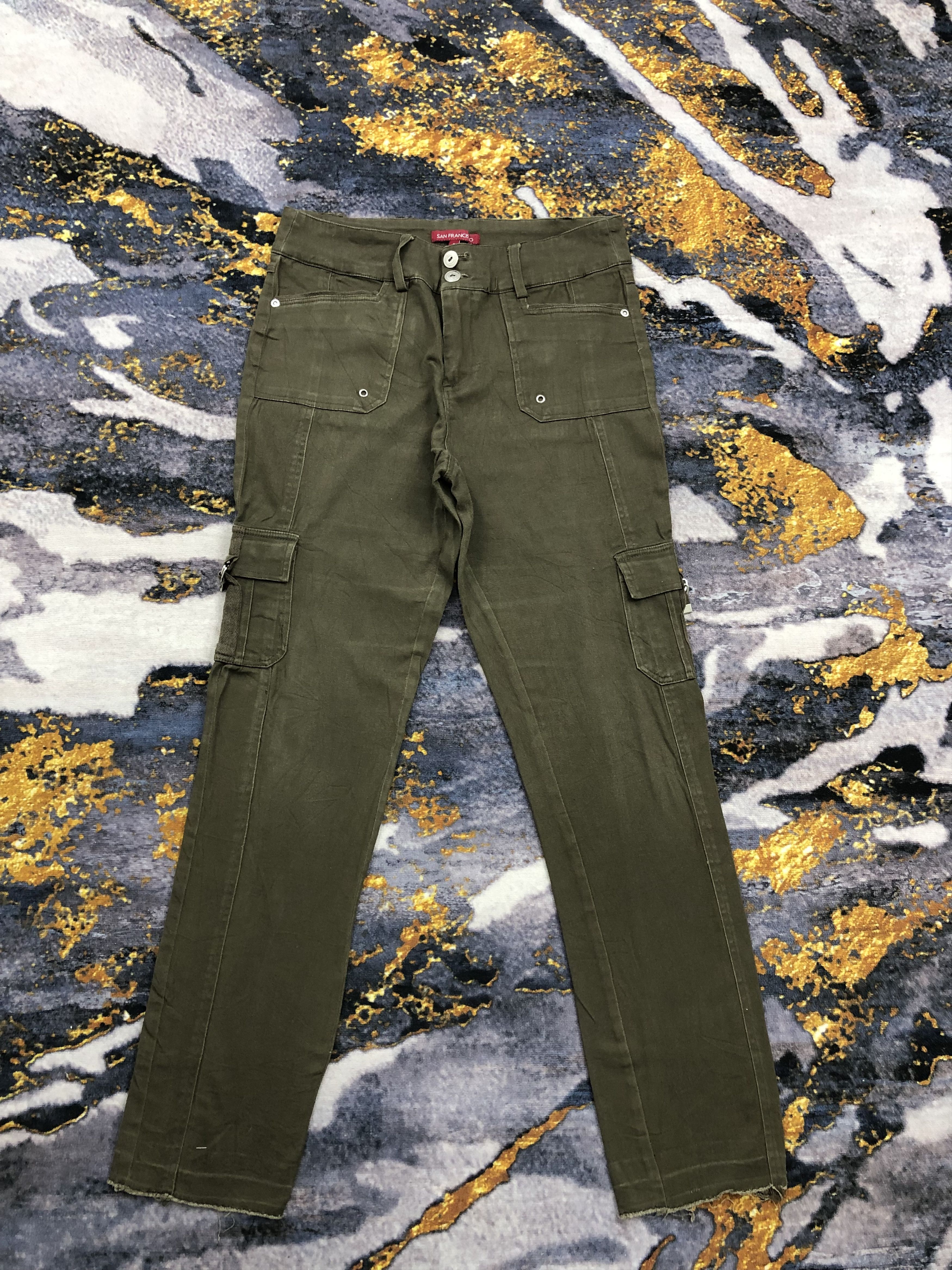 image of Vintage Multipocket Cargo Pants in Dark Green, Men's (Size 30)