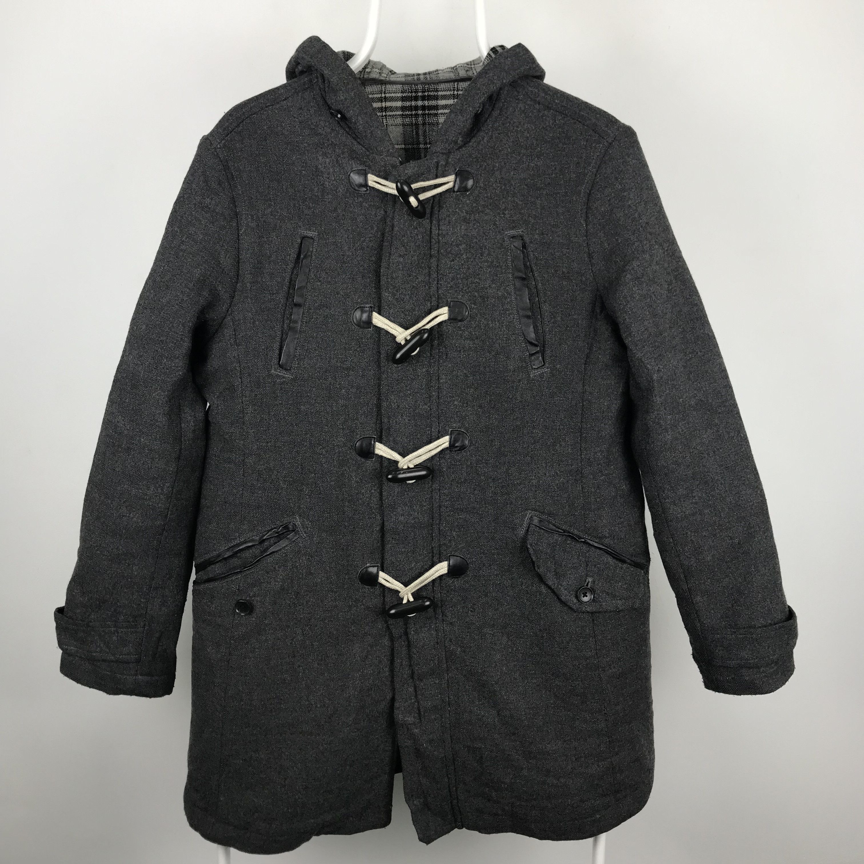 Japanese Brand Z253 COMME CA DU MODE TARTAN WOOL PARKAS JACKET Size XXL / US 16-18 / IT 52-54 - 1 Thumbnail