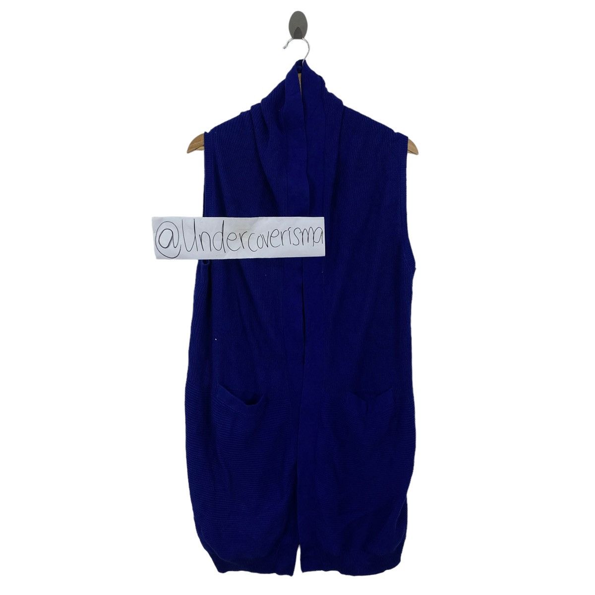 ATSURO TAYAMA ATSURO TAYAMA Japanese Designer Knit Collar Long Blue Vest Size S / US 4 / IT 40 - 1 Thumbnail