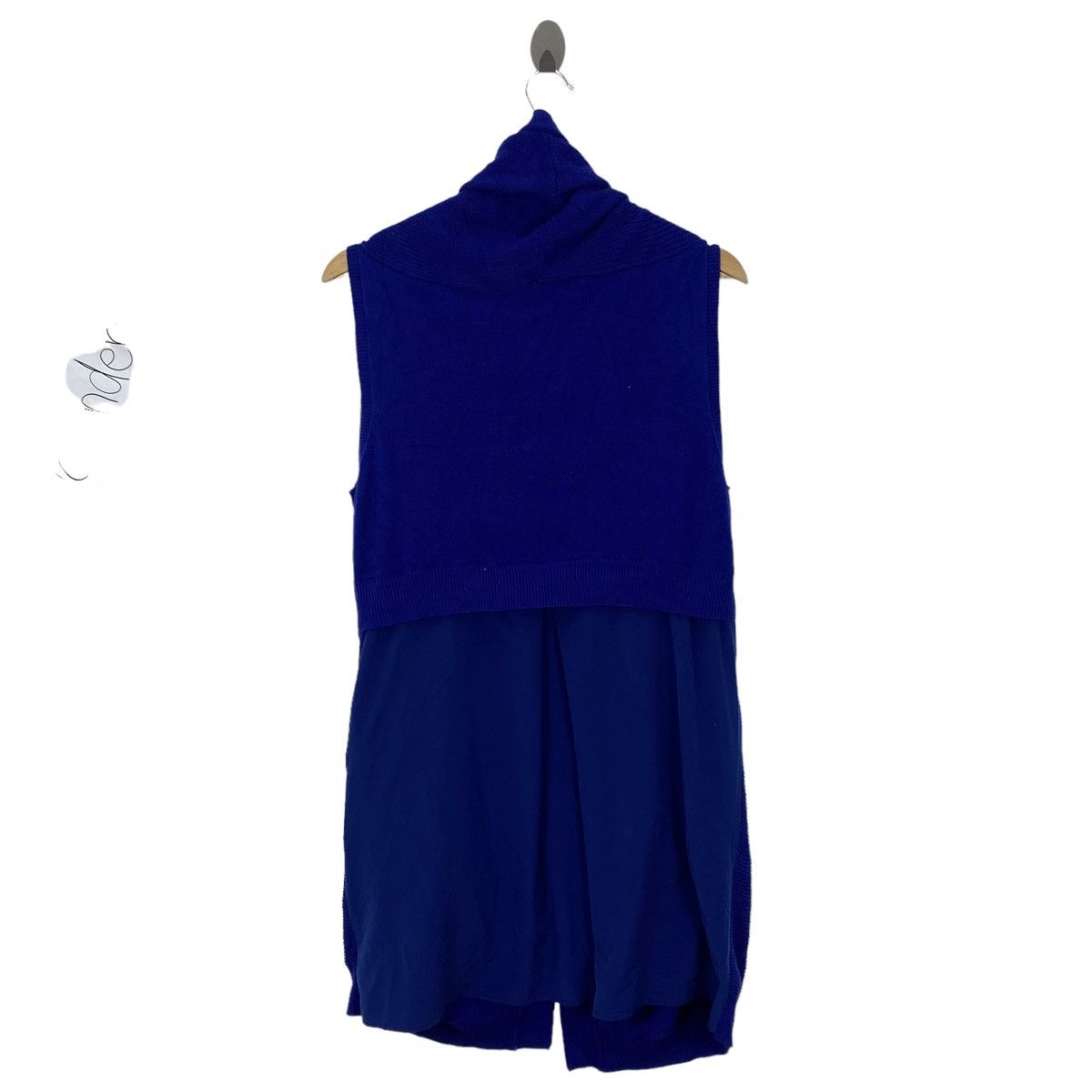 ATSURO TAYAMA ATSURO TAYAMA Japanese Designer Knit Collar Long Blue Vest Size S / US 4 / IT 40 - 9 Thumbnail