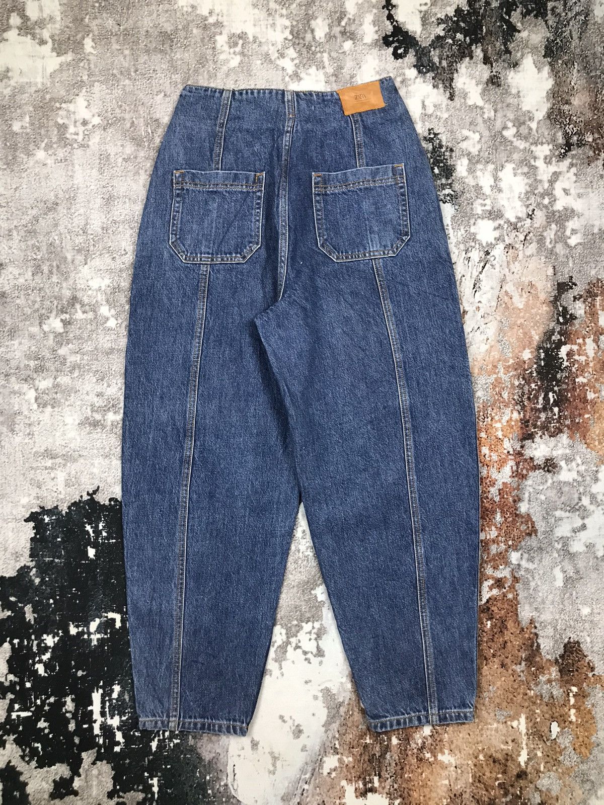 Zara Patchwork Bagyy High Waist Design Anke Denim Jeans