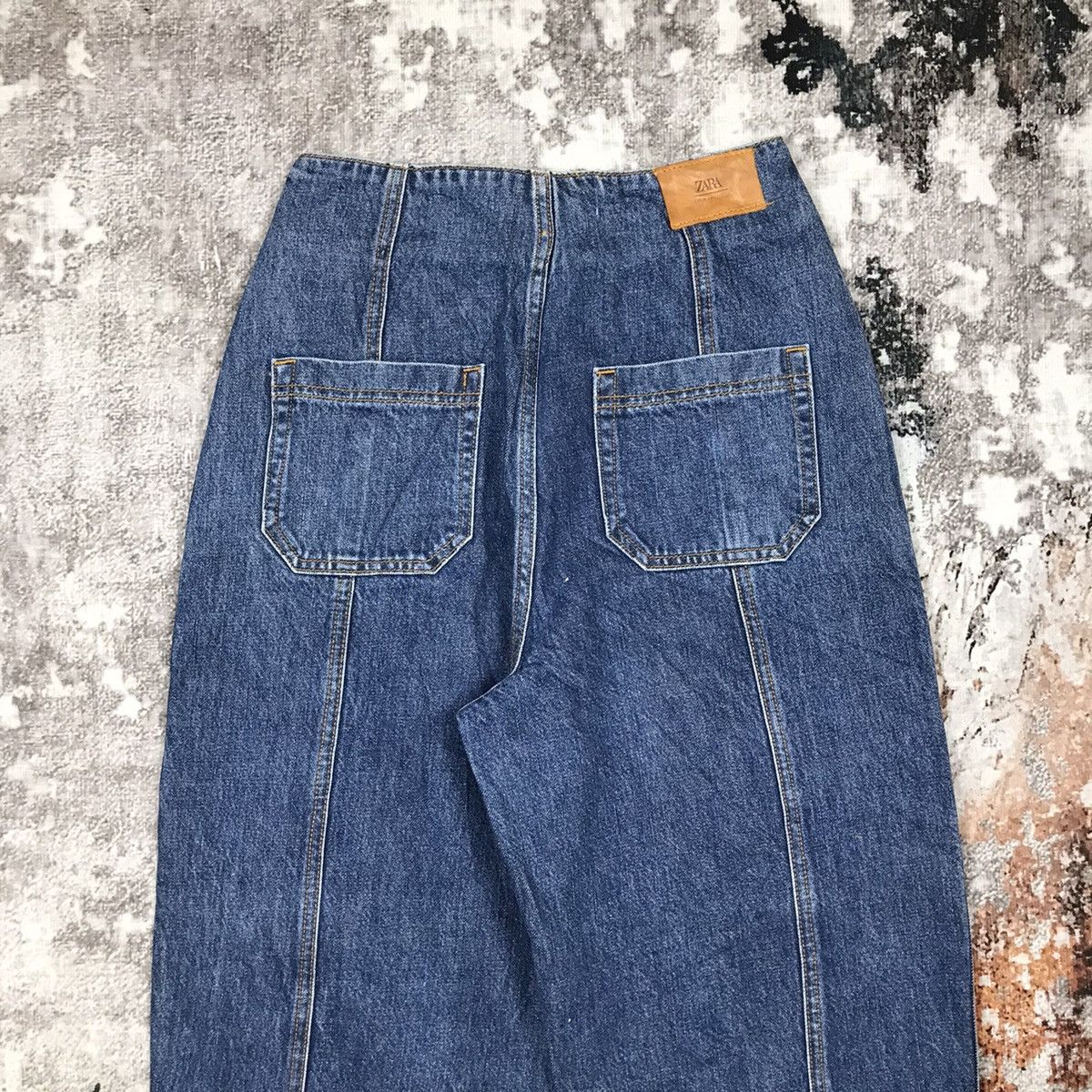 Zara Patchwork Bagyy High Waist Design Anke Denim Jeans