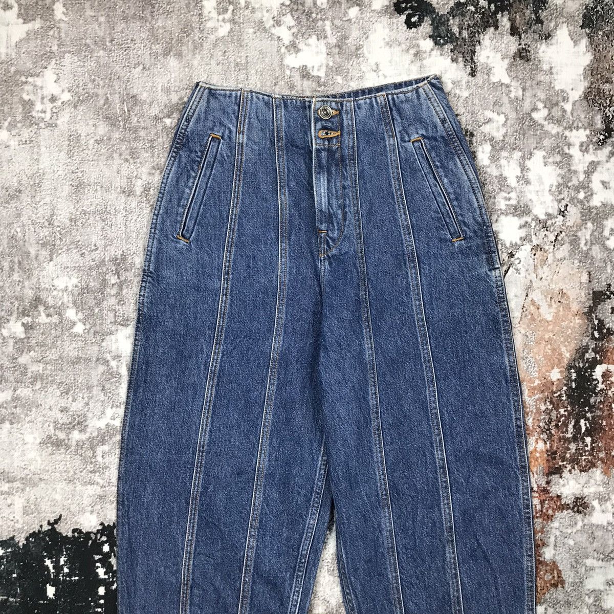 Zara Patchwork Bagyy High Waist Design Anke Denim Jeans