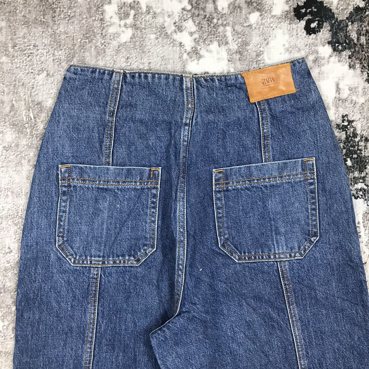 Zara Patchwork Bagyy High Waist Design Anke Denim Jeans