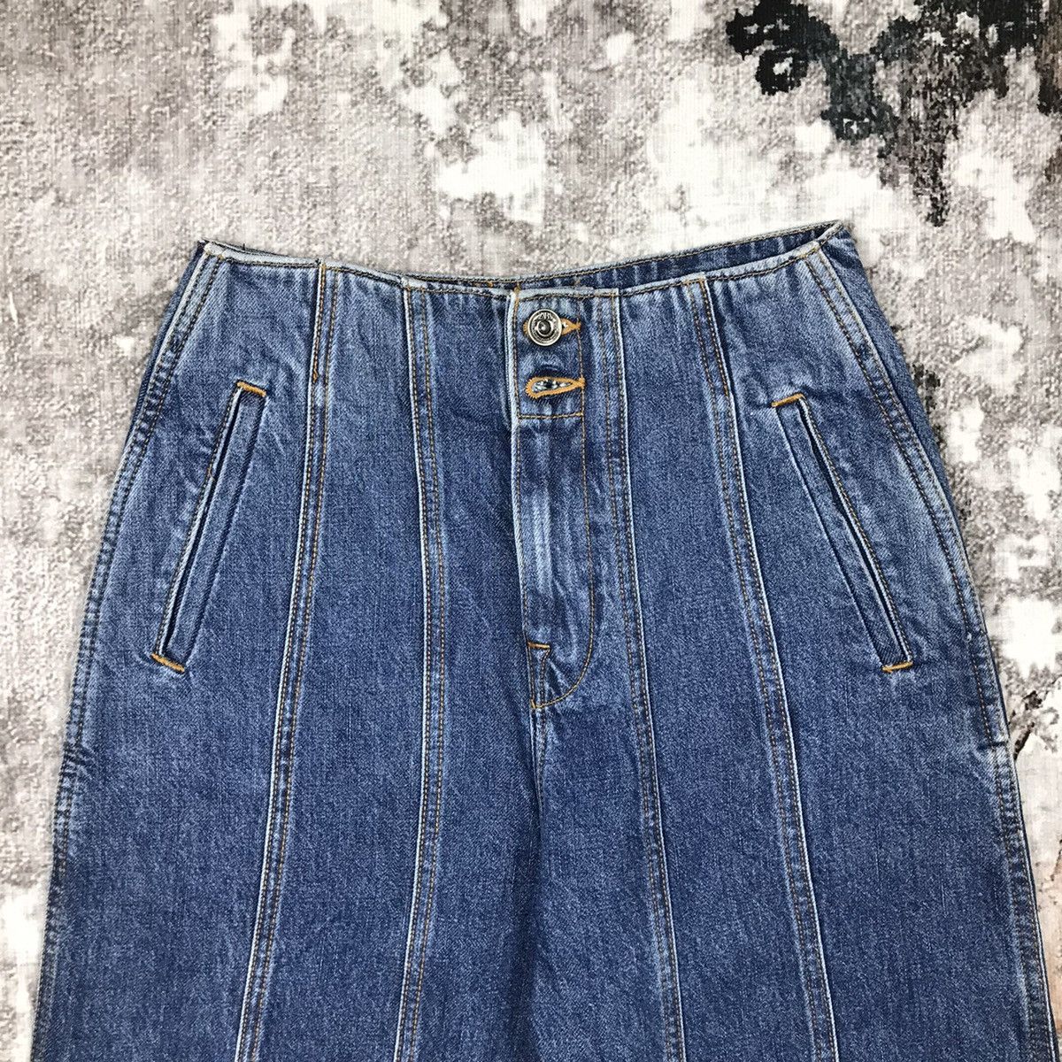 Zara Patchwork Bagyy High Waist Design Anke Denim Jeans