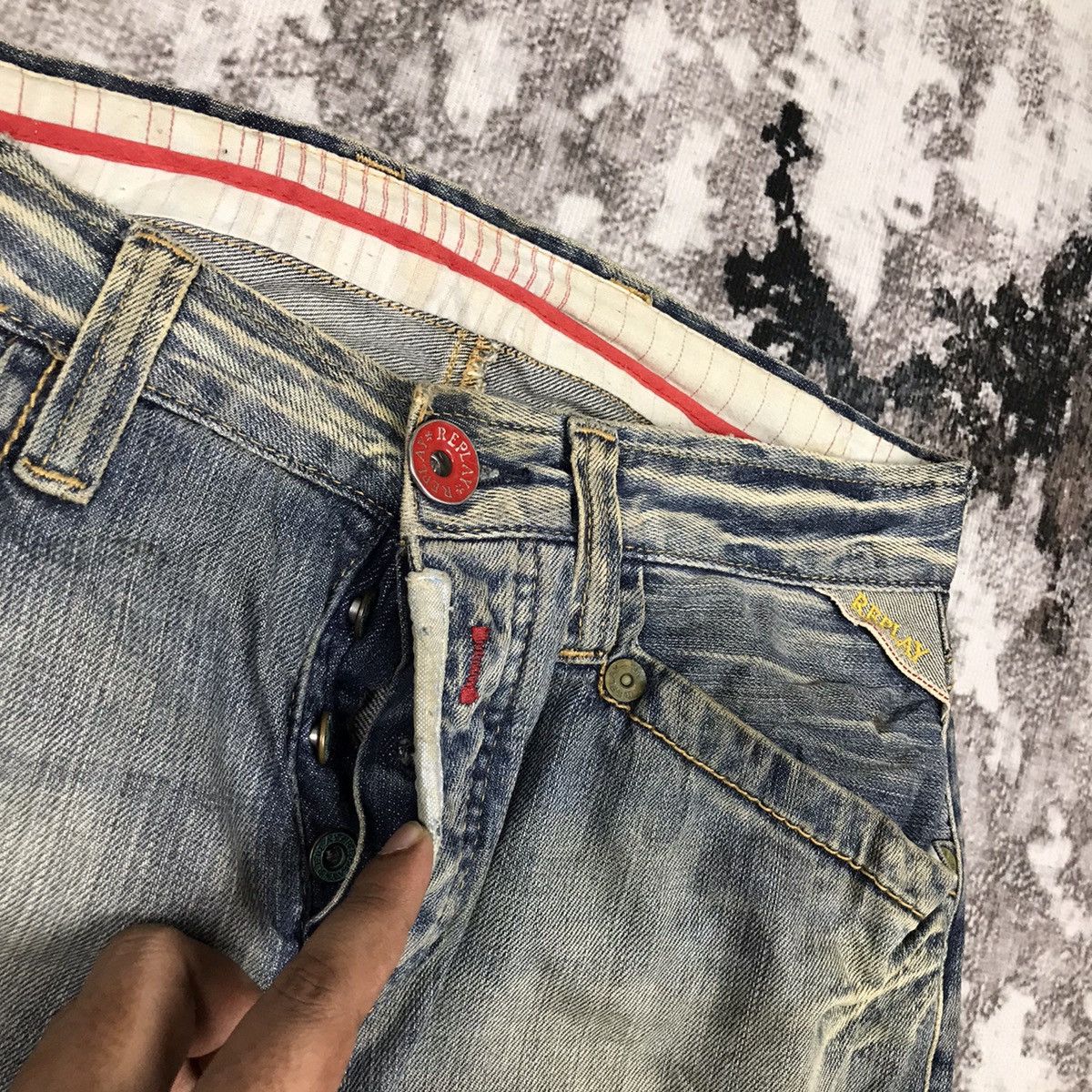 Replay × Vintage Vintage Replay Flare Designs Light Wash Denim Jeans Size 29" - 4 Thumbnail