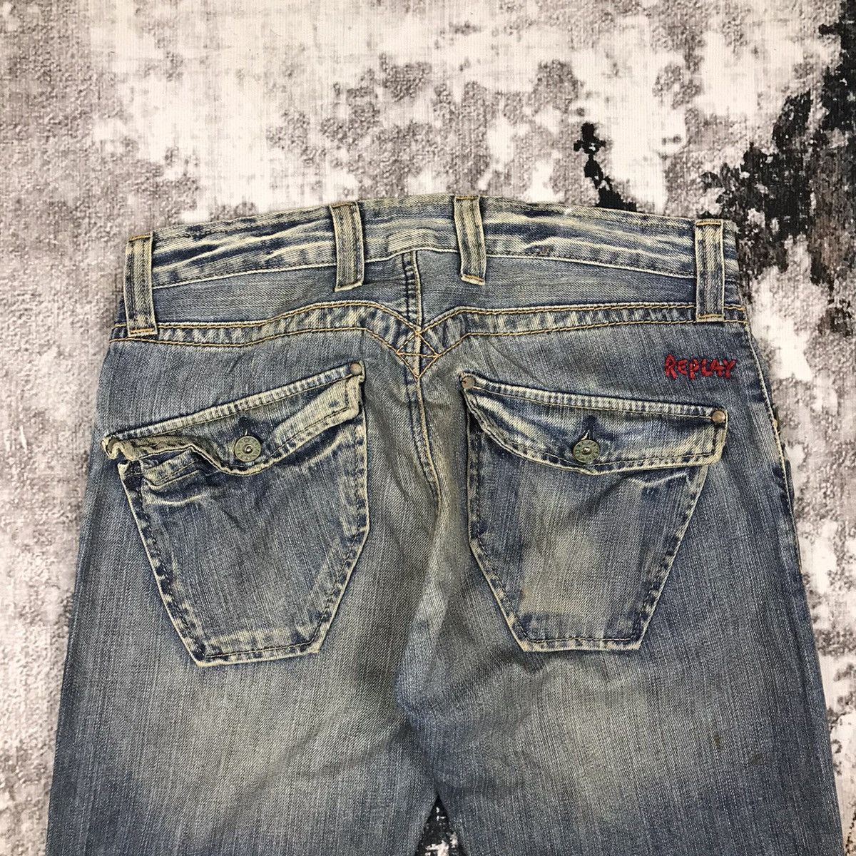 Replay × Vintage Vintage Replay Flare Designs Light Wash Denim Jeans Size 29" - 8 Thumbnail