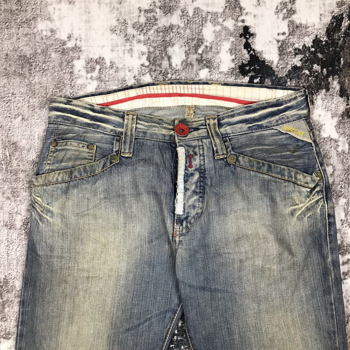 Replay × Vintage Vintage Replay Flare Designs Light Wash Denim Jeans Size 29" - 3 Thumbnail