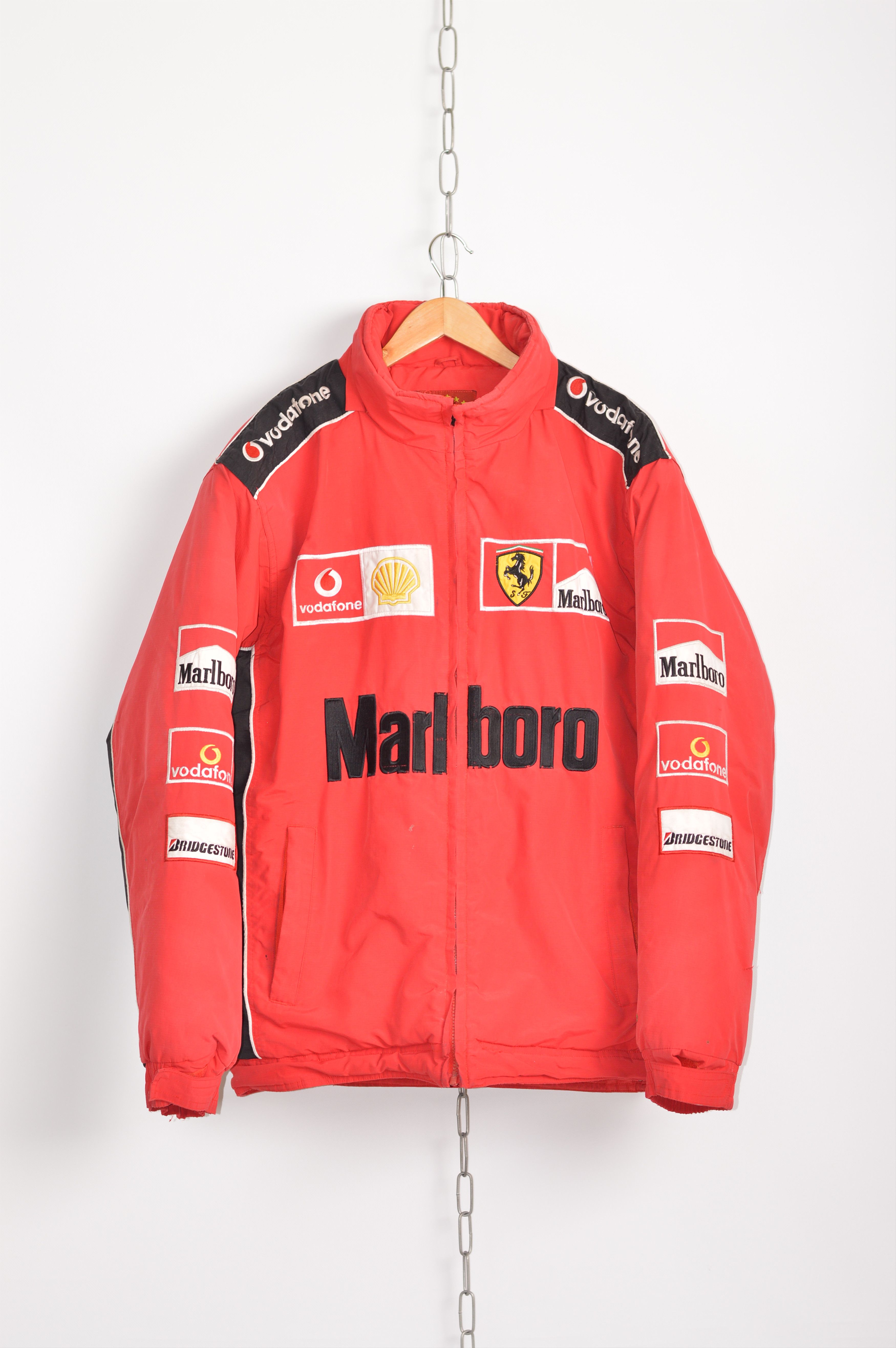 image of Formula Uno x Marlboro Vintage F1 Ferrari Vodafone Insulated Racing Jacket in Red, Men's (Size 2XL)