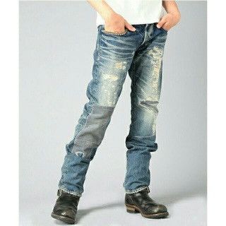 image of Distressed Denim x Hysteric Glamour Hysteric Glamour Destroy Selvedge Denim in Blue (Size 30)