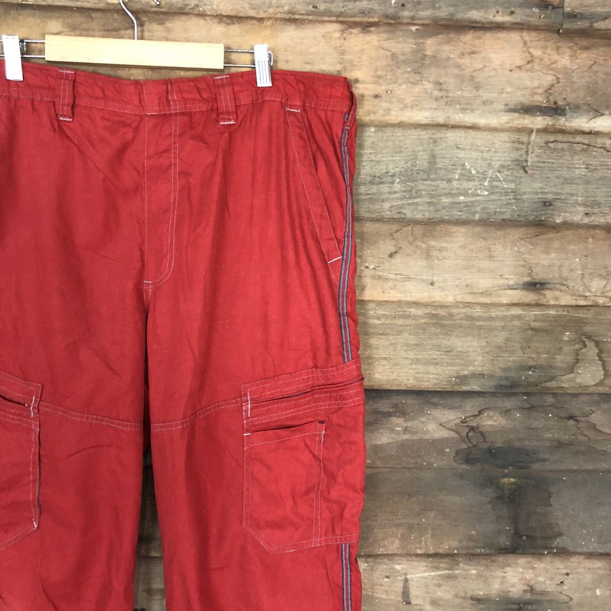 Japanese Brand Cubic Measure Red Multipocket Cargo Pants #0571 Size US 36 / EU 52 - 5 Thumbnail