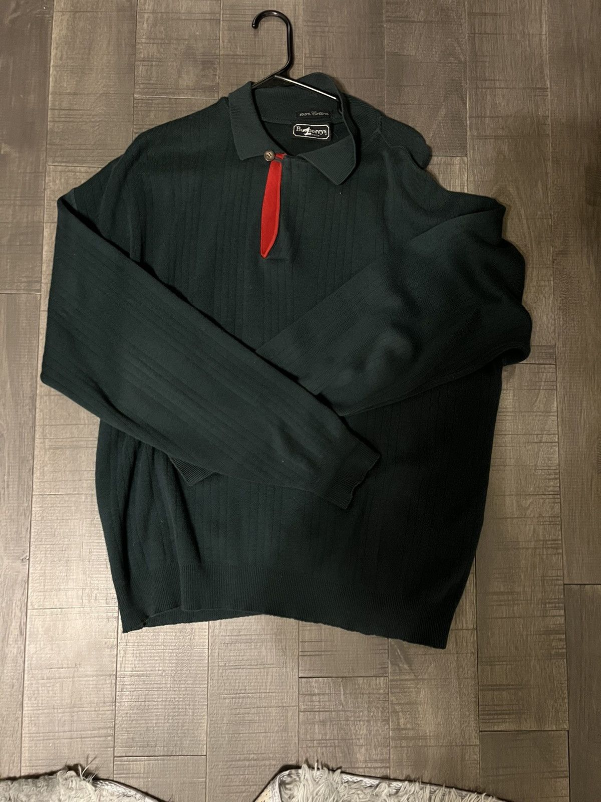 Vtg Burberry Knit Polo