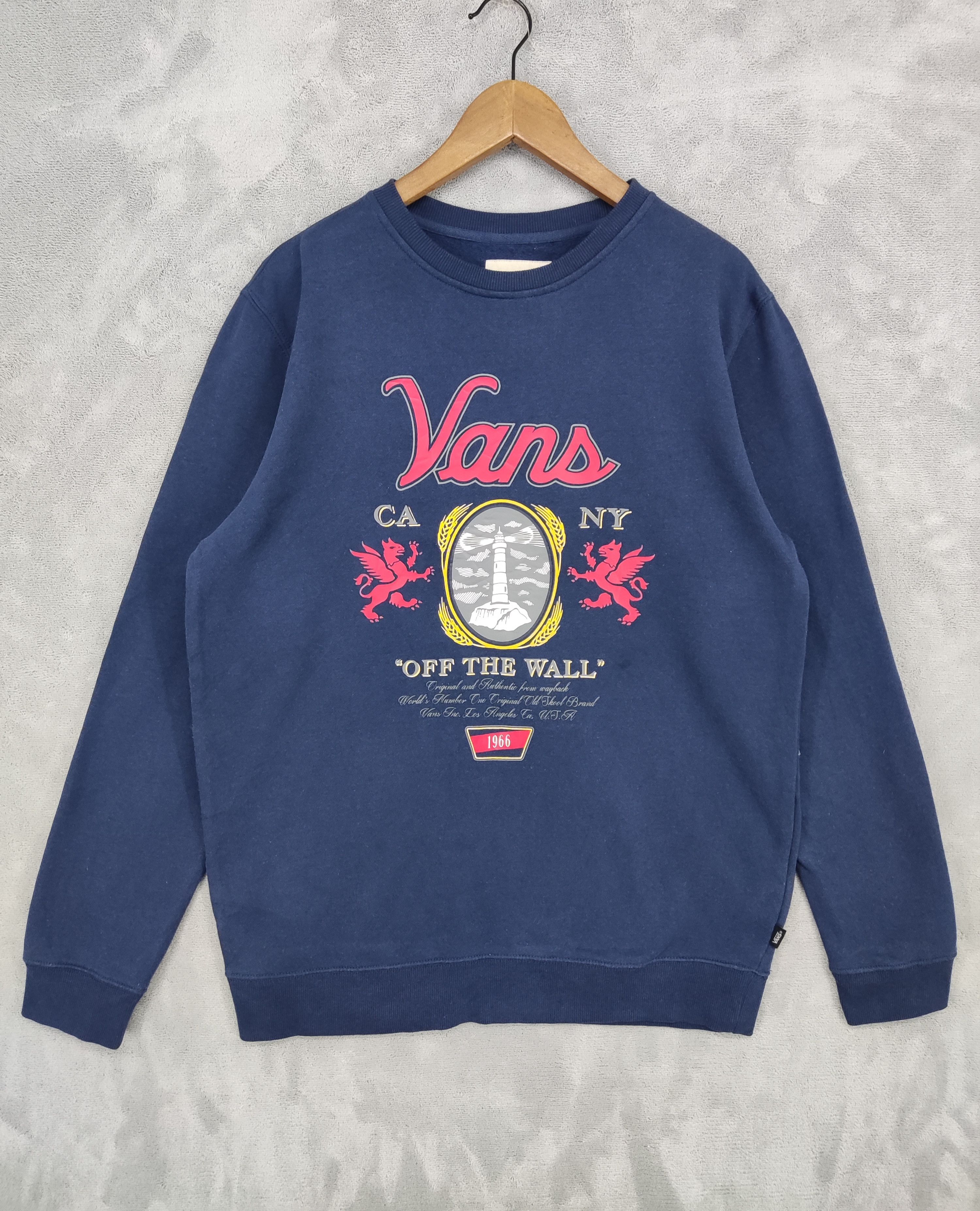image of Skategang x Vans Off The Wall Crewneck Sweatshirt Skateboarding in Blue, Men's (Size Large)