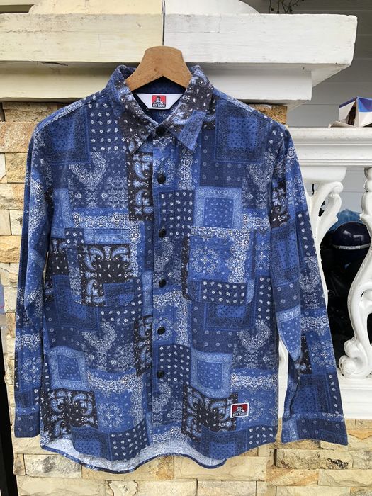 Vintage Last Drop🔥Rare🔥Vintage Ben Davis Bandana Navy Shirt