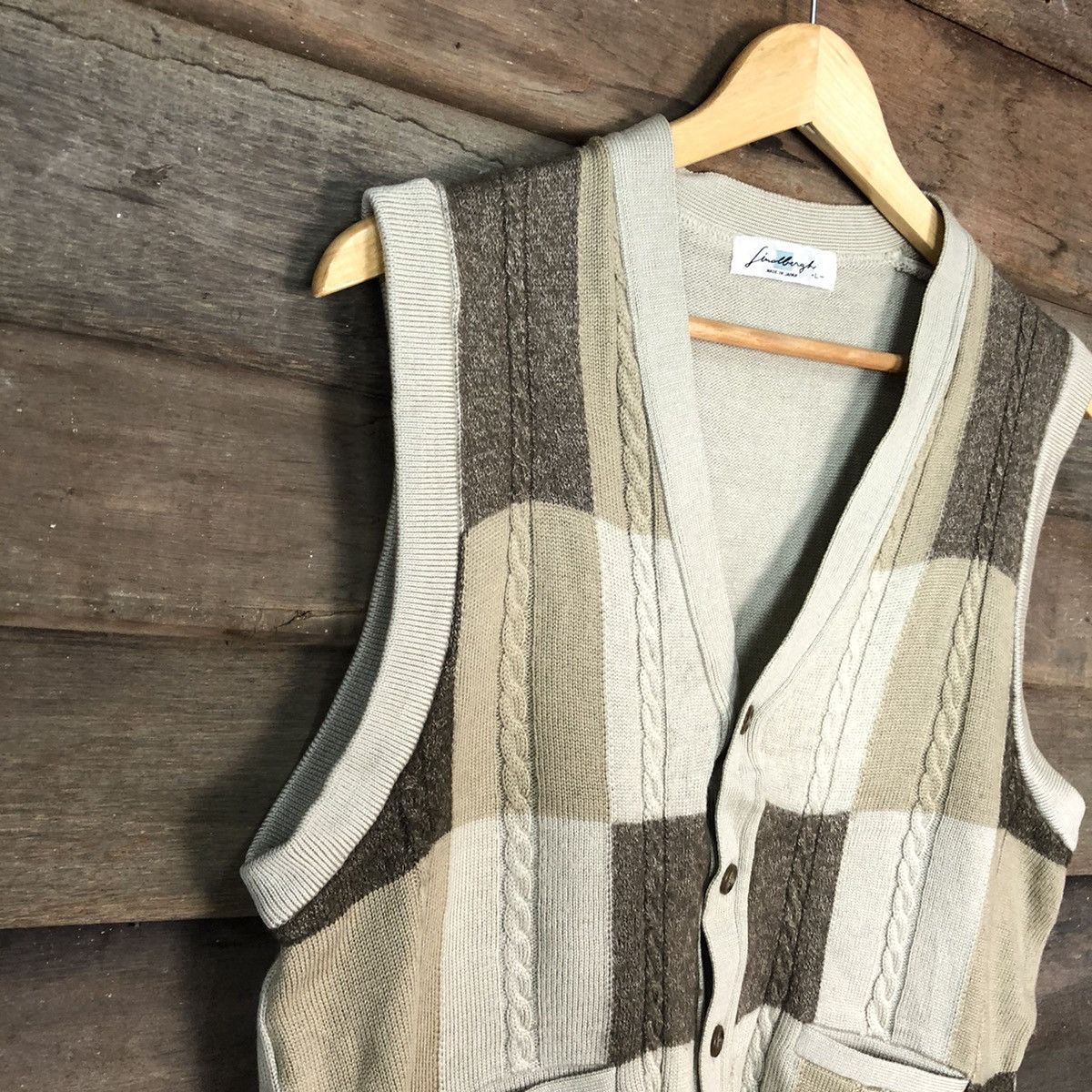 Lindbergh LindBergh Brown Checkred Vest knitwear japan #6819 Size US M / EU 48-50 / 2 - 6 Thumbnail
