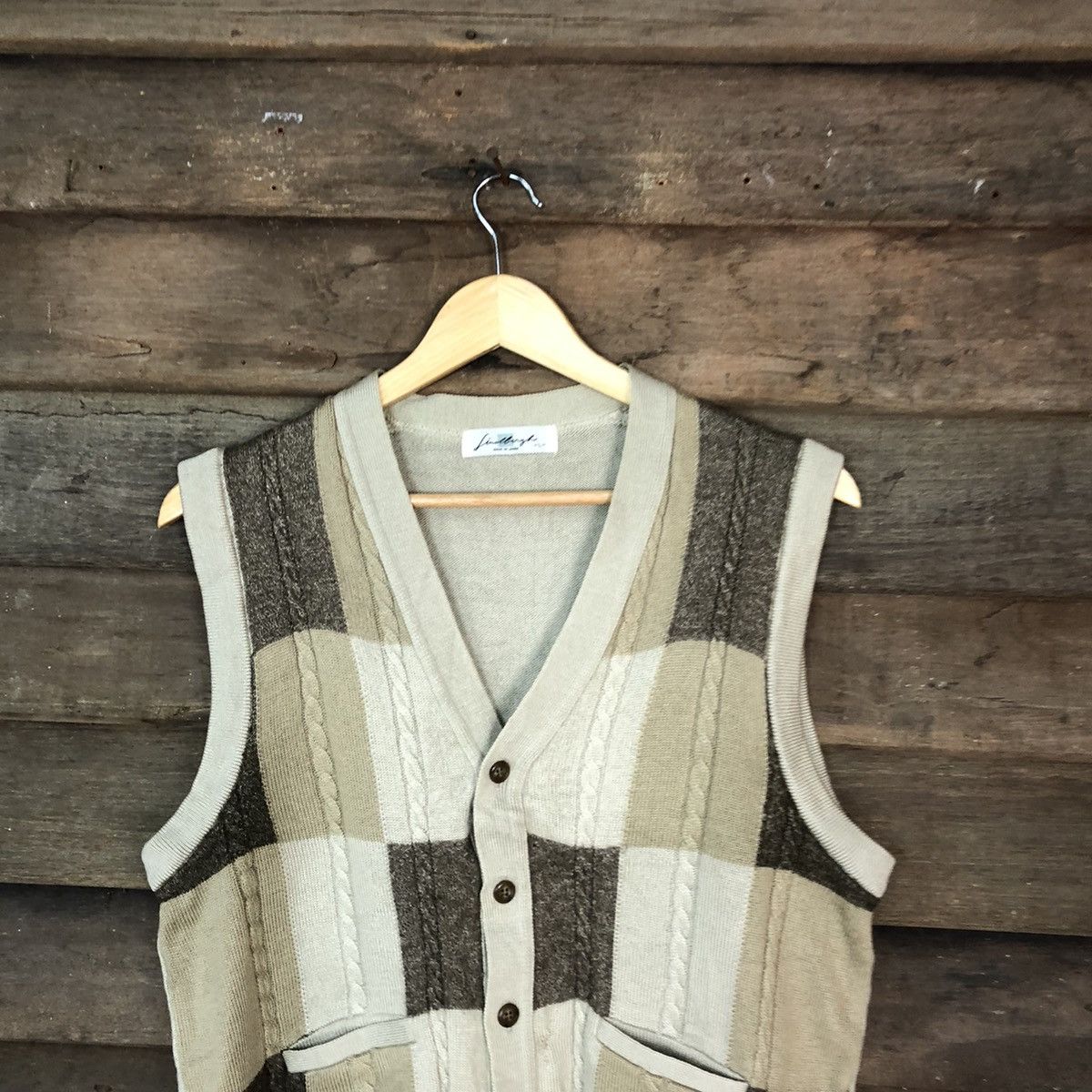 Lindbergh LindBergh Brown Checkred Vest knitwear japan #6819 Size US M / EU 48-50 / 2 - 2 Thumbnail