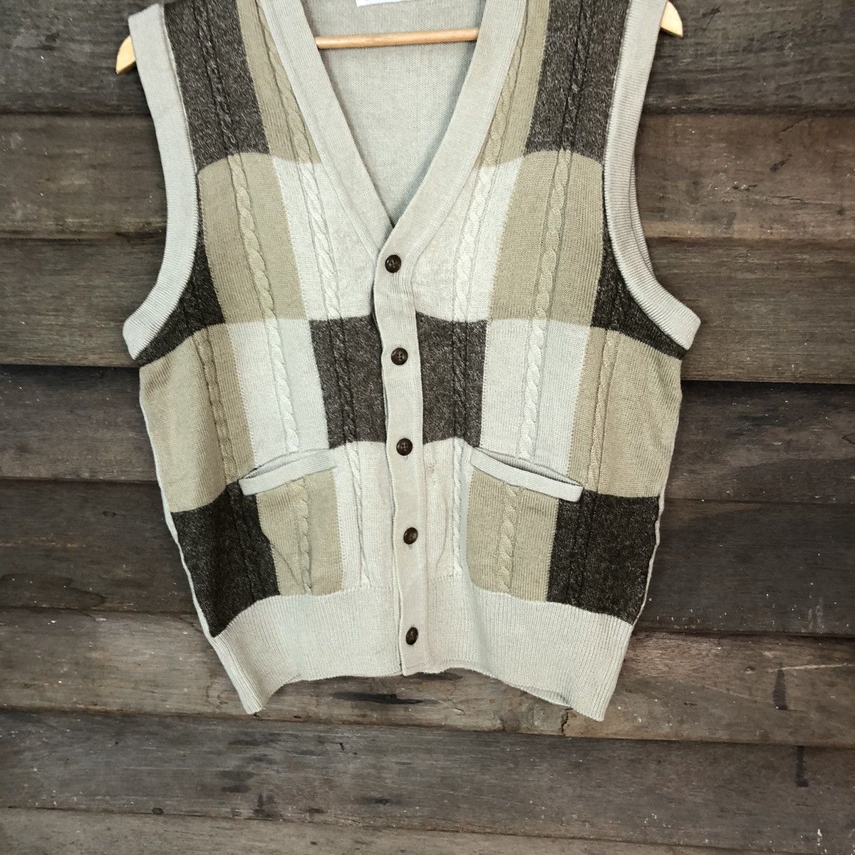 Lindbergh LindBergh Brown Checkred Vest knitwear japan #6819 Size US M / EU 48-50 / 2 - 3 Thumbnail
