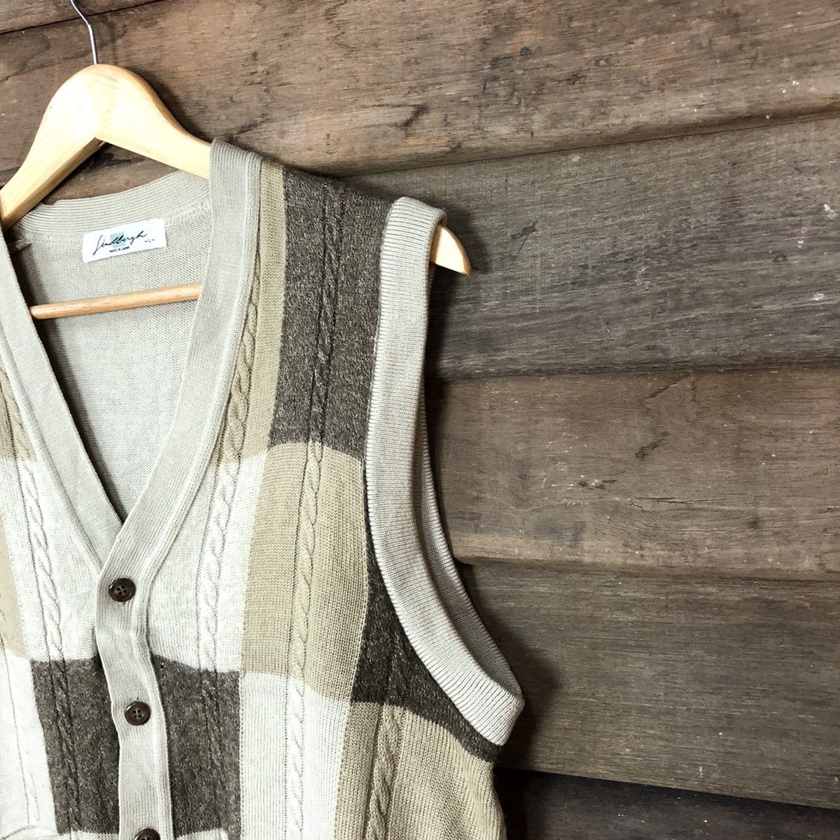 Lindbergh LindBergh Brown Checkred Vest knitwear japan #6819 Size US M / EU 48-50 / 2 - 7 Thumbnail