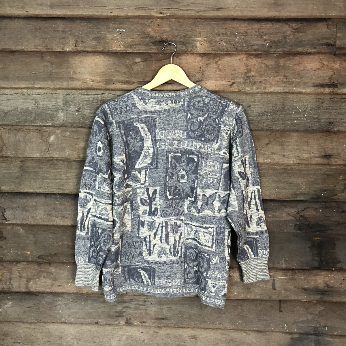 Japanese Brand Rondo Grey japan Patterned Cardigans knitwear #6826 Size US M / EU 48-50 / 2 - 11 Thumbnail