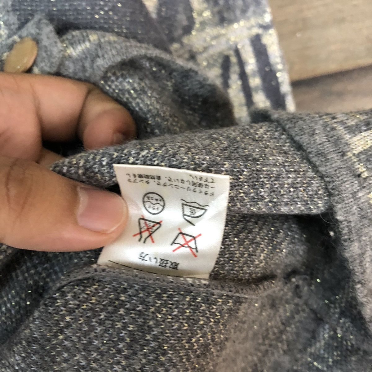 Japanese Brand Rondo Grey japan Patterned Cardigans knitwear #6826 Size US M / EU 48-50 / 2 - 10 Thumbnail