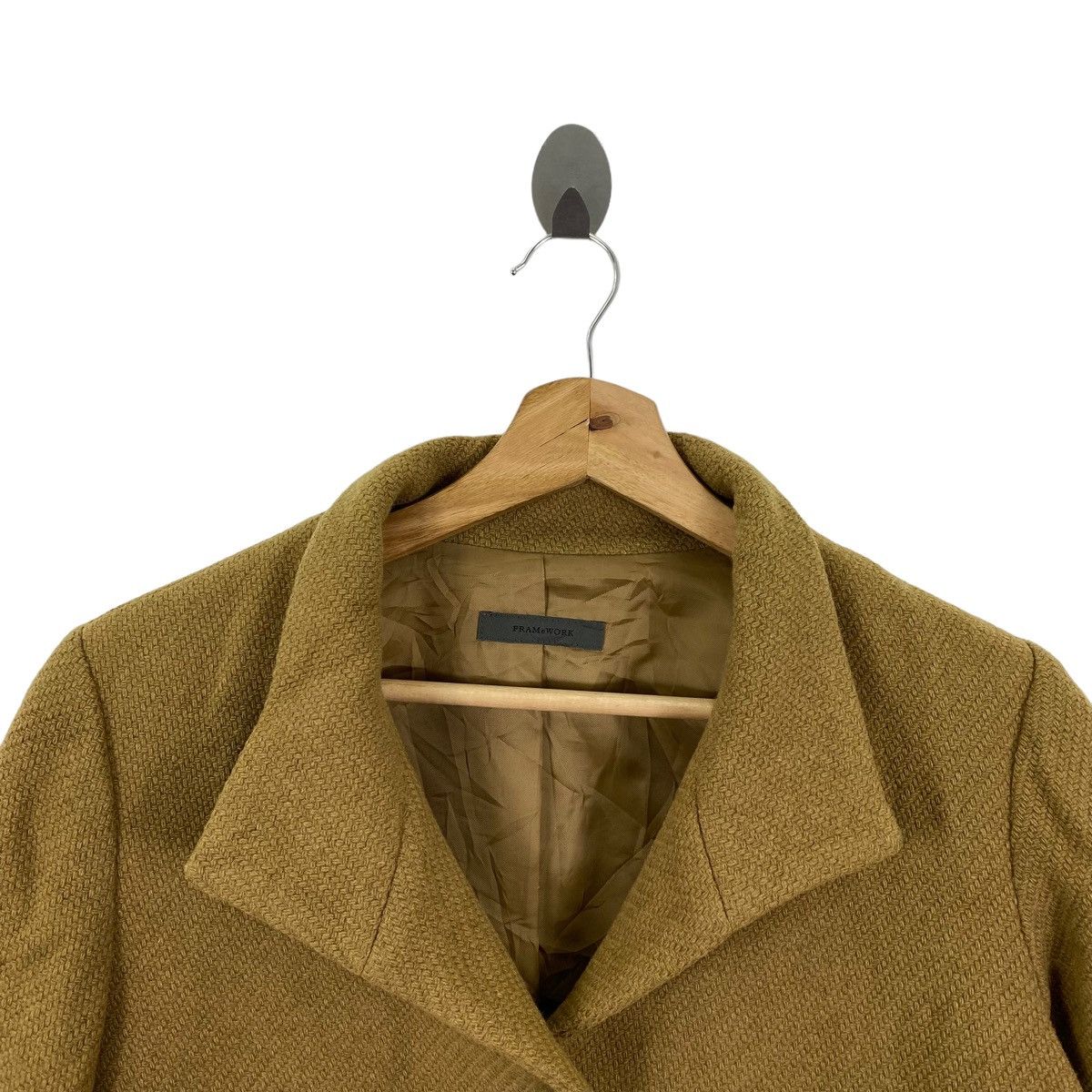 Japanese Brand FRAMeWORK Japanese Brand Brown Plain Wool Coat Jacket Size S / US 4 / IT 40 - 2 Thumbnail