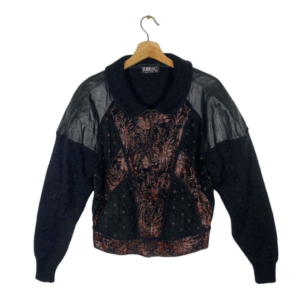 Vintage 90s Torras Leather Jacket Sleeve Knitwear