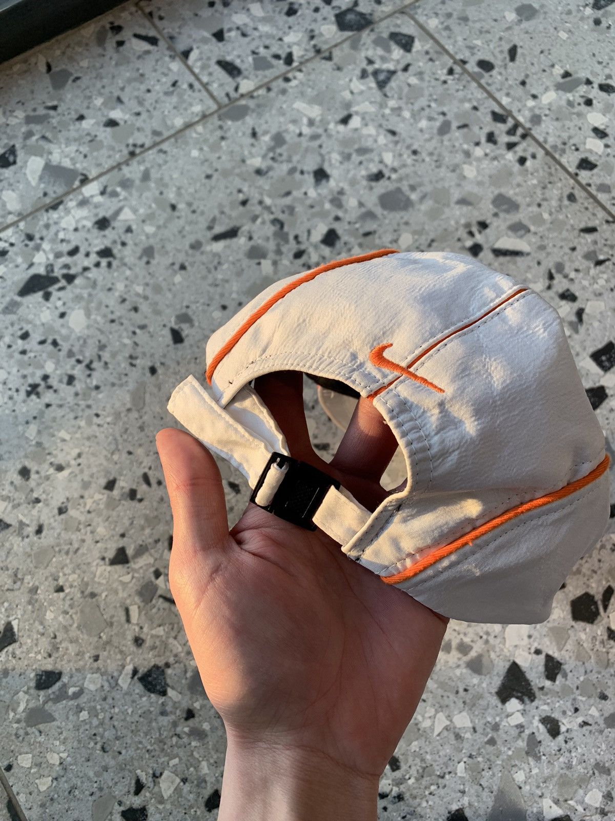 Nike × Vintage Vintage Nike Y2K 5 panel Hat Cap Orange Stripes Size ONE SIZE - 10 Thumbnail