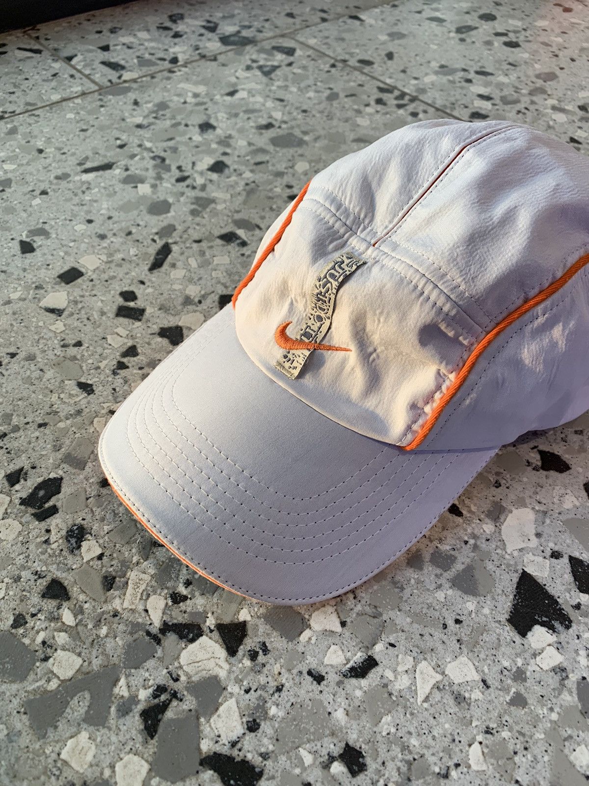 Nike × Vintage Vintage Nike Y2K 5 panel Hat Cap Orange Stripes Size ONE SIZE - 1 Thumbnail