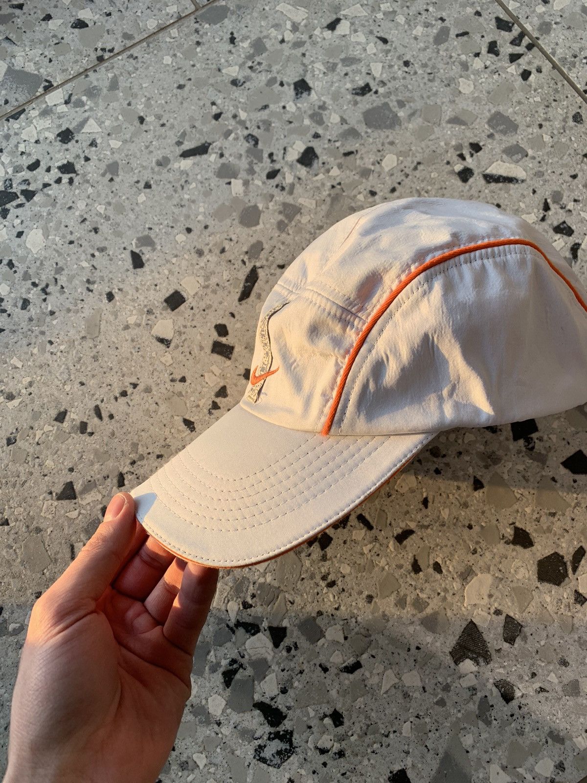 Nike × Vintage Vintage Nike Y2K 5 panel Hat Cap Orange Stripes Size ONE SIZE - 5 Thumbnail