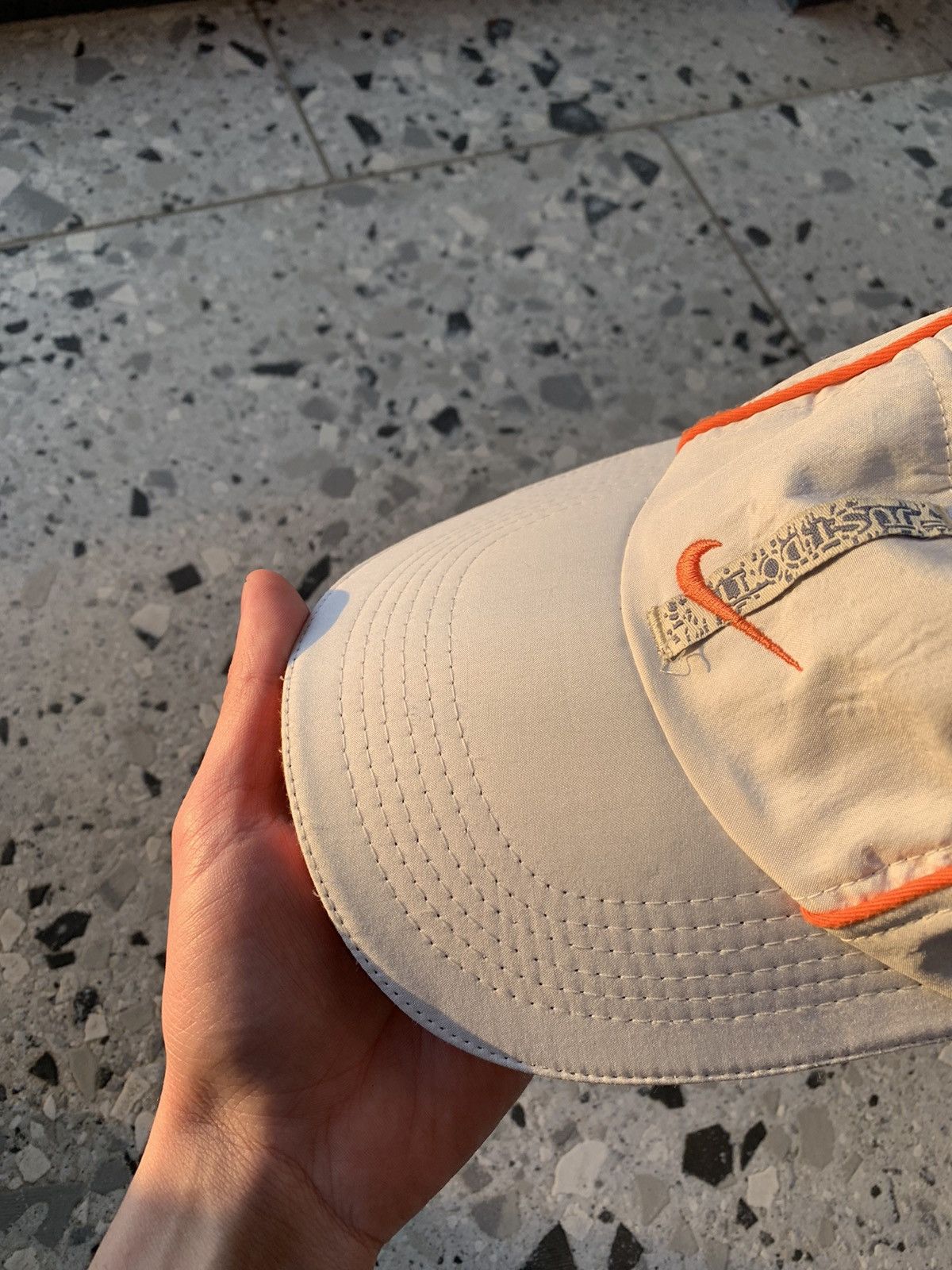 Nike × Vintage Vintage Nike Y2K 5 panel Hat Cap Orange Stripes Size ONE SIZE - 6 Thumbnail