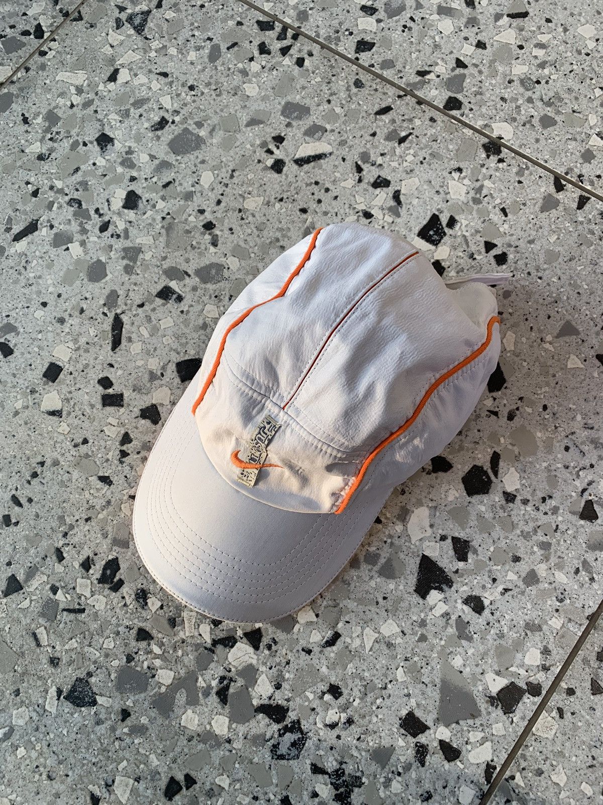 Nike × Vintage Vintage Nike Y2K 5 panel Hat Cap Orange Stripes Size ONE SIZE - 4 Thumbnail