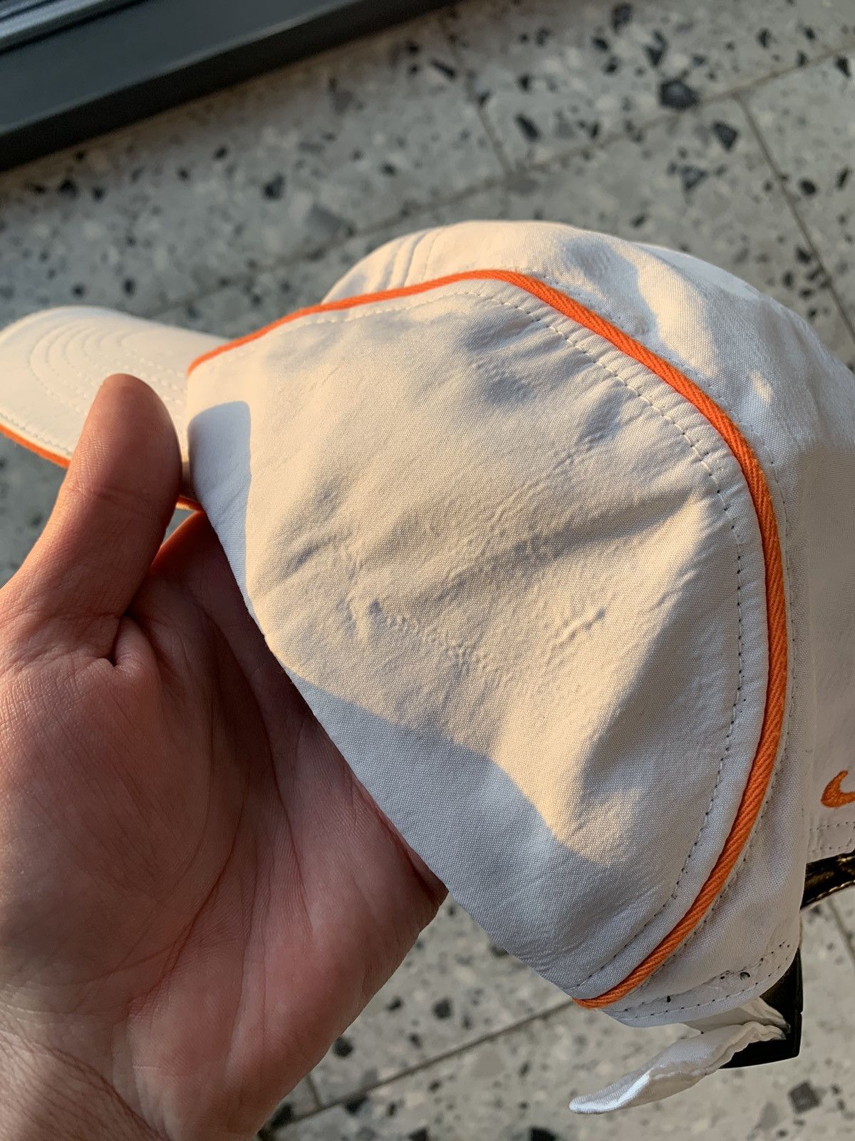 Nike × Vintage Vintage Nike Y2K 5 panel Hat Cap Orange Stripes Size ONE SIZE - 8 Thumbnail