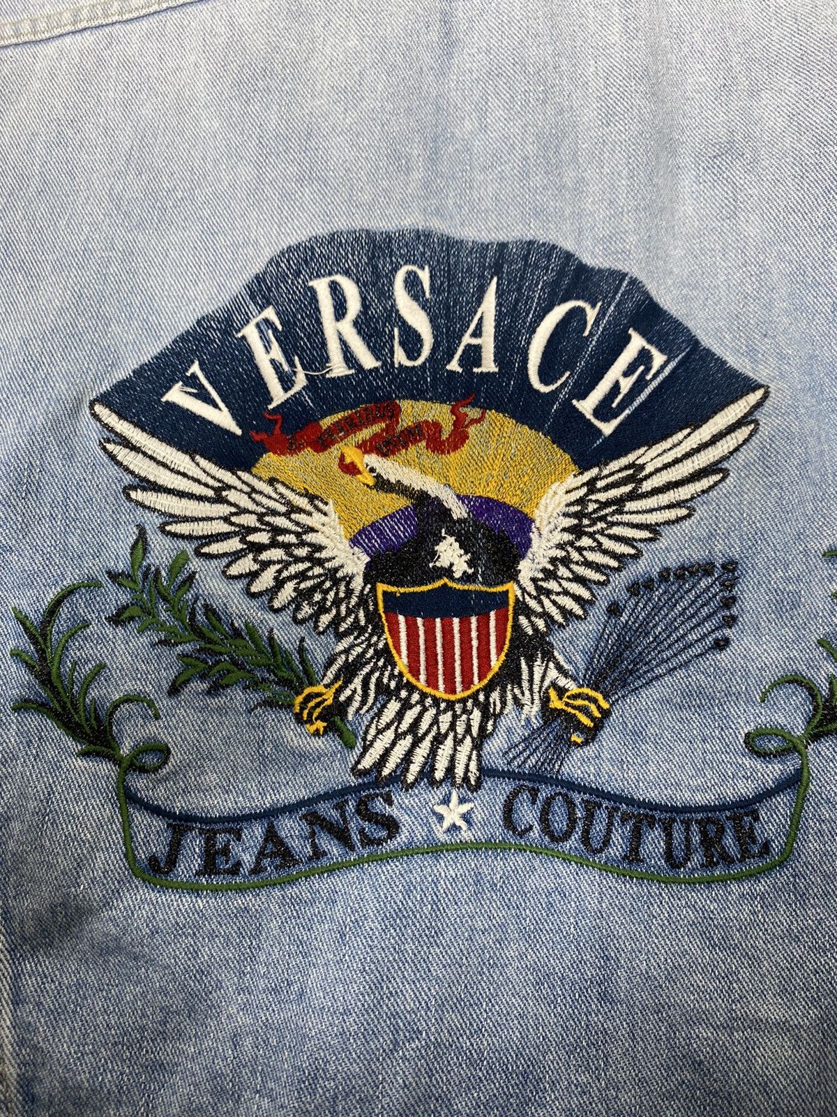 Versace Vintage Versace Jeans Couture Big Logo Denim Jacket. J069 Size US L / EU 52-54 / 3 - 15 Thumbnail