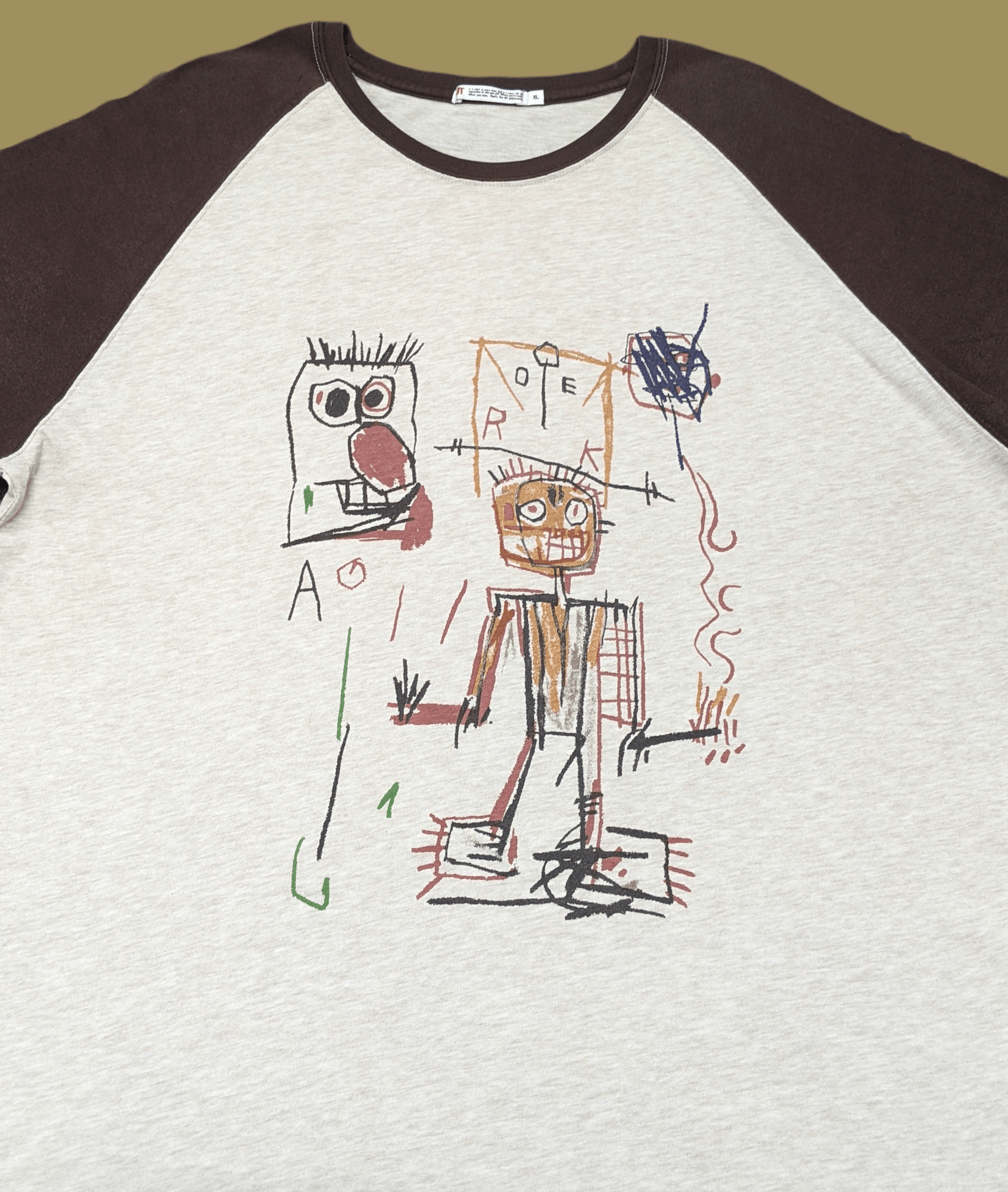 Jean-Michel Basquiat × Vintage Vintage Jean Michel Basquiat Artwork 3 Quarter T shirt Size US XL / EU 56 / 4 - 1 Thumbnail