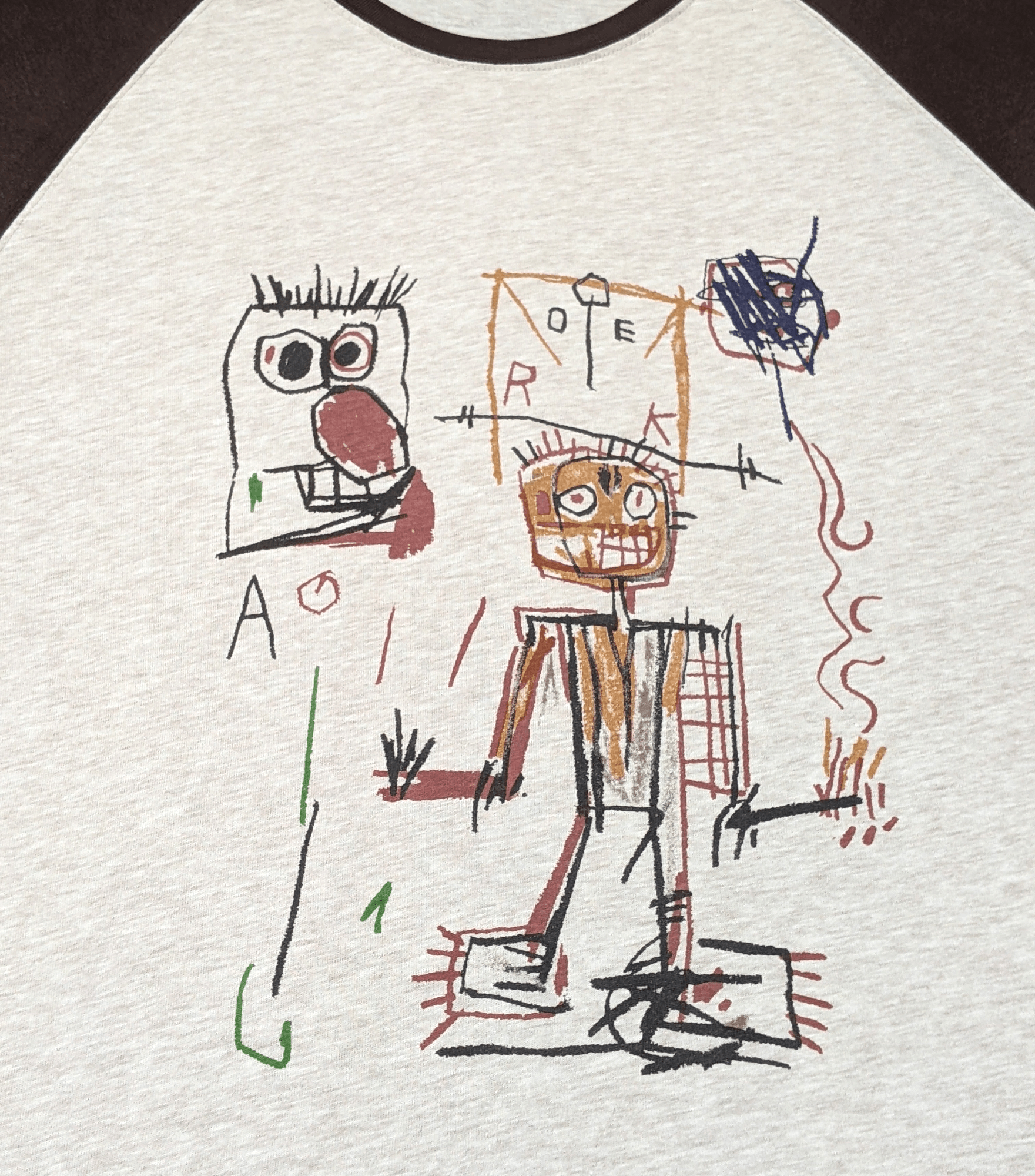 Jean-Michel Basquiat × Vintage Vintage Jean Michel Basquiat Artwork 3 Quarter T shirt Size US XL / EU 56 / 4 - 4 Thumbnail