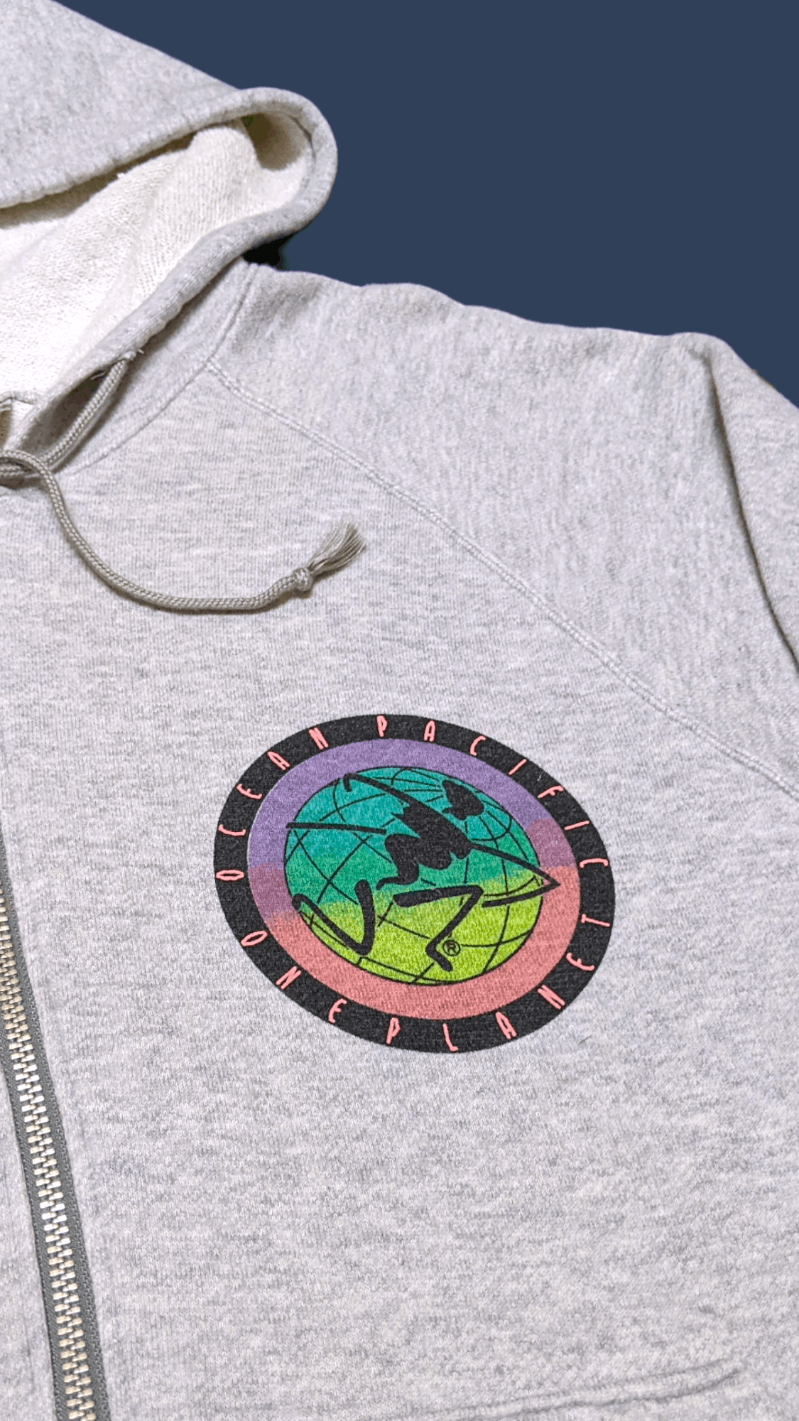 Ocean Pacific × Vintage Vintage 90s Ocean Pacific Surf One Planet Zipped Hoodie Size US M / EU 48-50 / 2 - 6 Thumbnail