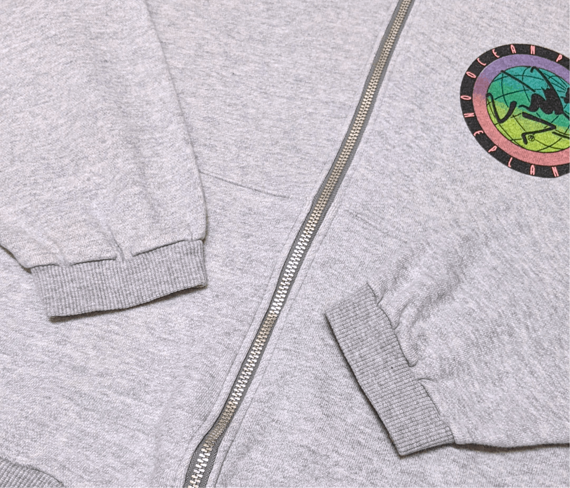 Ocean Pacific × Vintage Vintage 90s Ocean Pacific Surf One Planet Zipped Hoodie Size US M / EU 48-50 / 2 - 7 Thumbnail