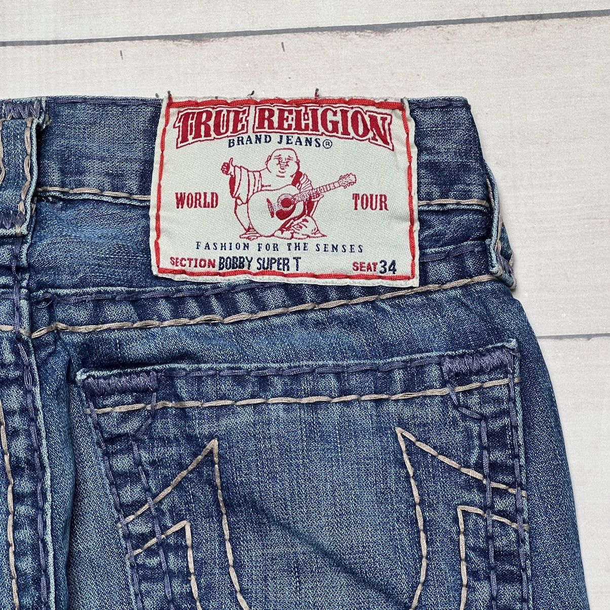True Religion × Vintage True Religion Denim Jeans Trousers Pants Embroidered Logo Size US 32 / EU 48 - 9 Thumbnail