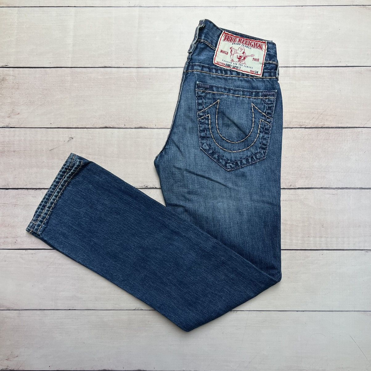 True Religion × Vintage True Religion Denim Jeans Trousers Pants Embroidered Logo Size US 32 / EU 48 - 2 Thumbnail