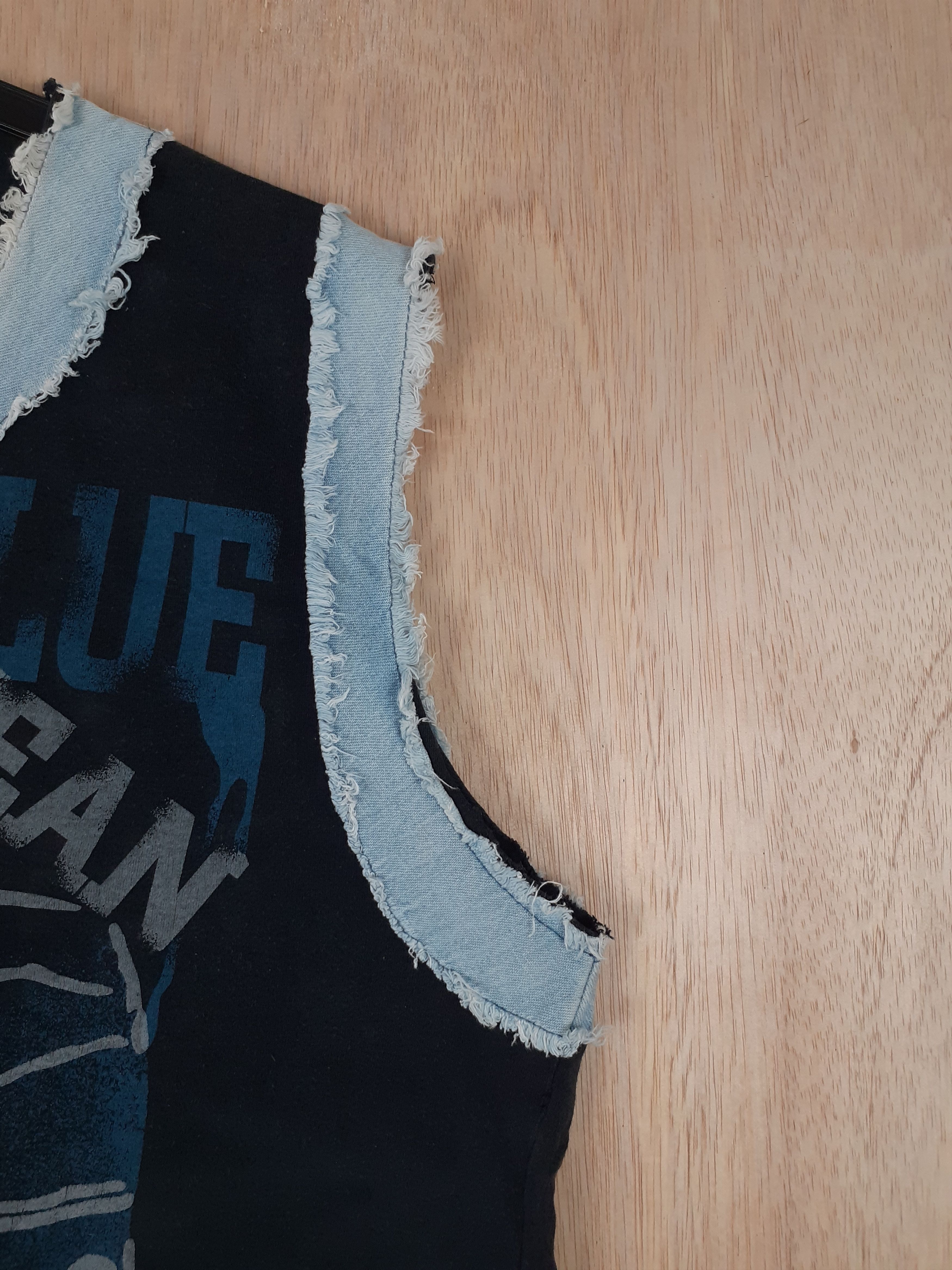 Japanese Brand Japan Blue Jean art distressed black sleeveless #3031 Size US L / EU 52-54 / 3 - 4 Thumbnail