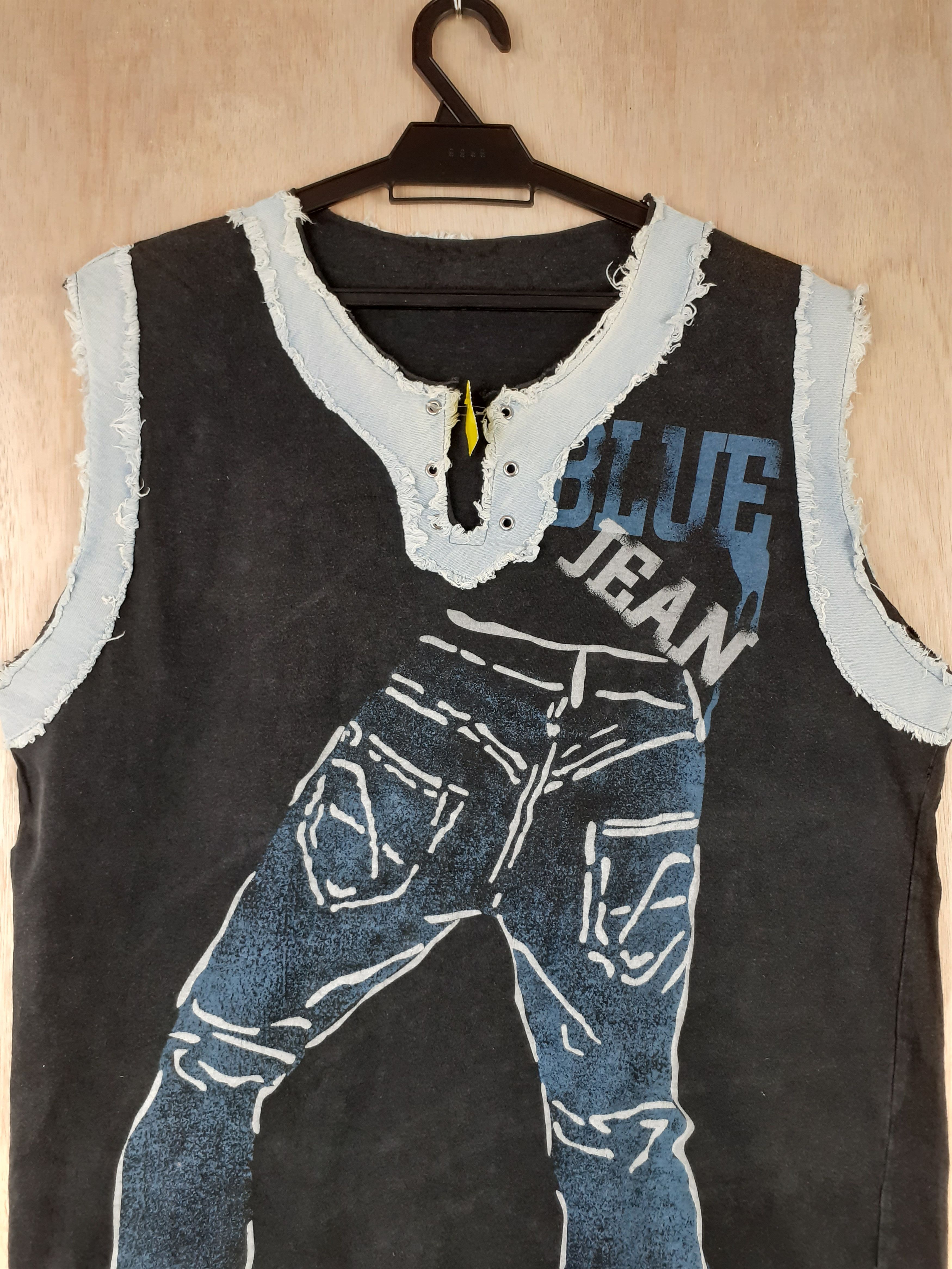 Japanese Brand Japan Blue Jean art distressed black sleeveless #3031 Size US L / EU 52-54 / 3 - 2 Thumbnail