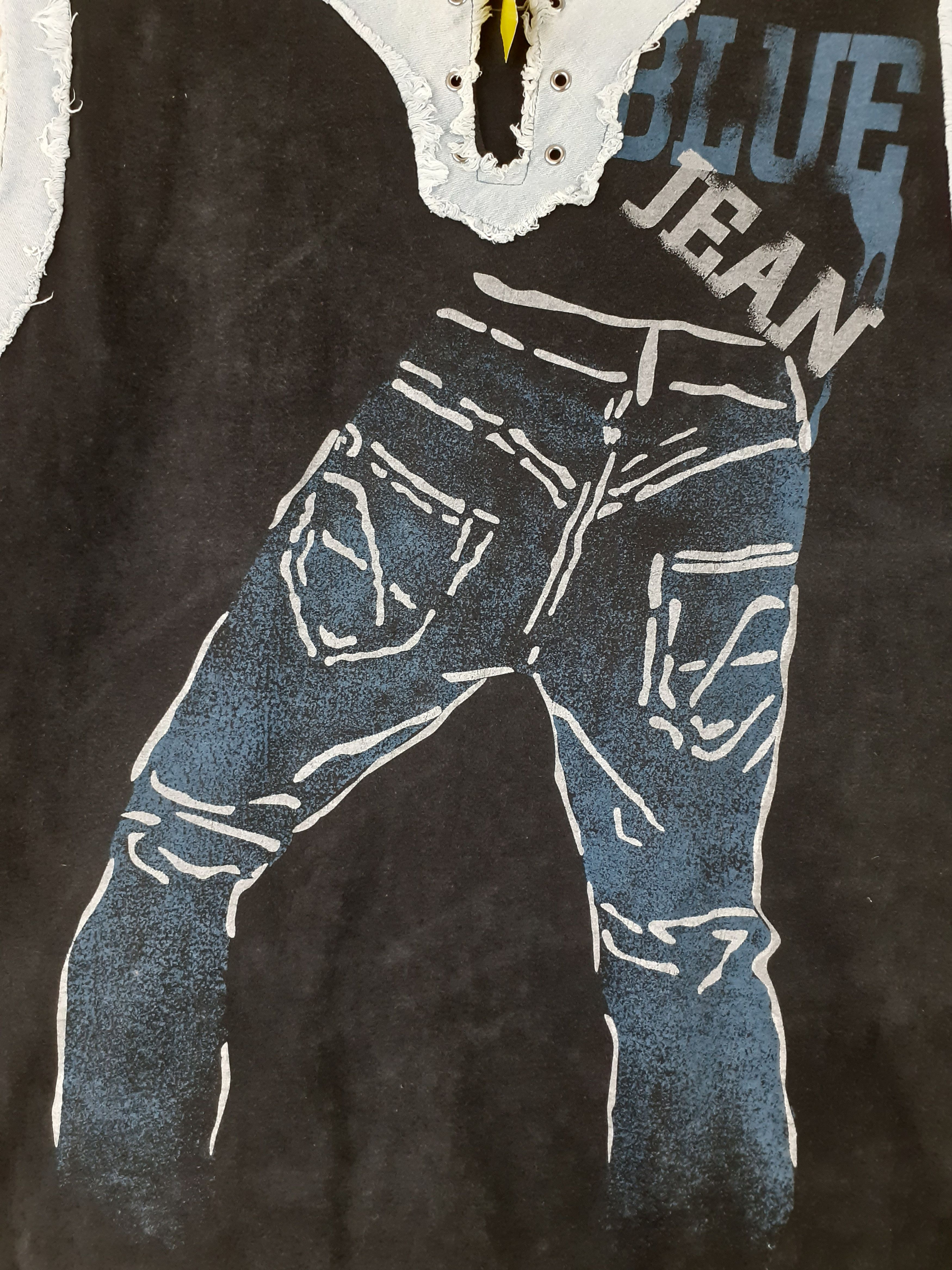 Japanese Brand Japan Blue Jean art distressed black sleeveless #3031 Size US L / EU 52-54 / 3 - 5 Thumbnail