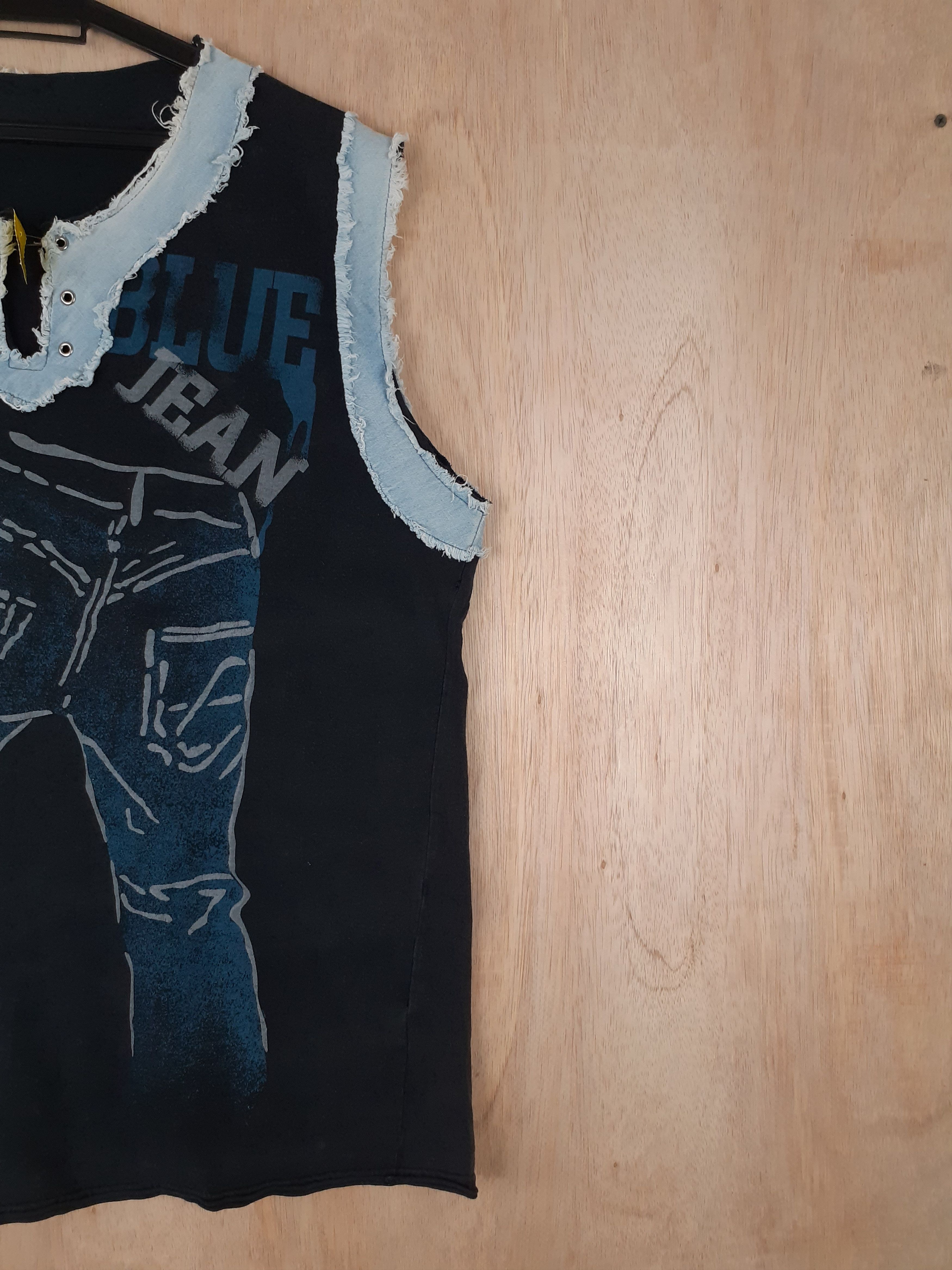 Japanese Brand Japan Blue Jean art distressed black sleeveless #3031 Size US L / EU 52-54 / 3 - 7 Thumbnail