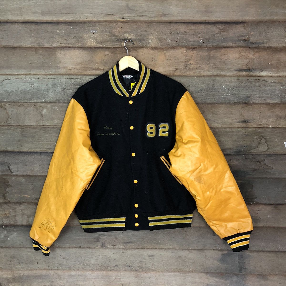 image of Neff Anlington Marching Band Varsity Jacket 3833 in Black Yellow, Men's (Size Large)
