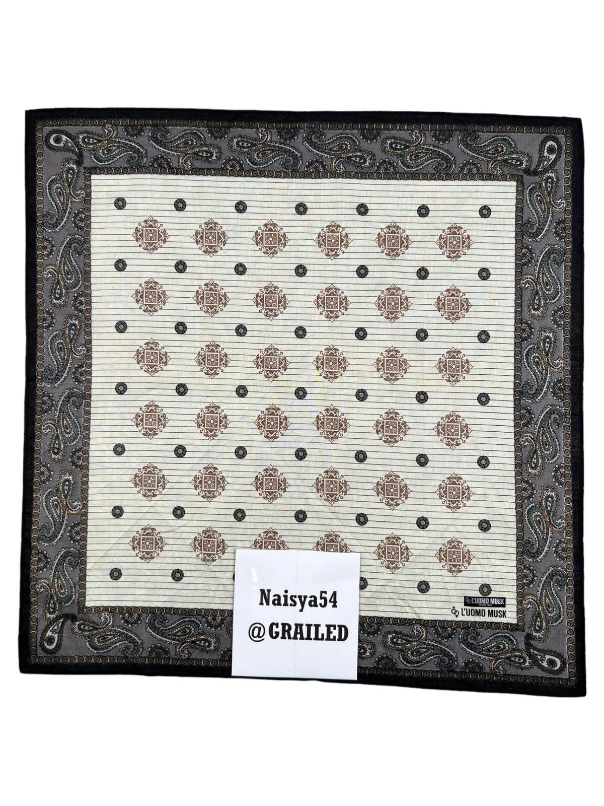 Japanese Brand L’ uomo Musk Handkerchief Neckerchief Bandana Pocketsquare Size ONE SIZE - 6 Thumbnail