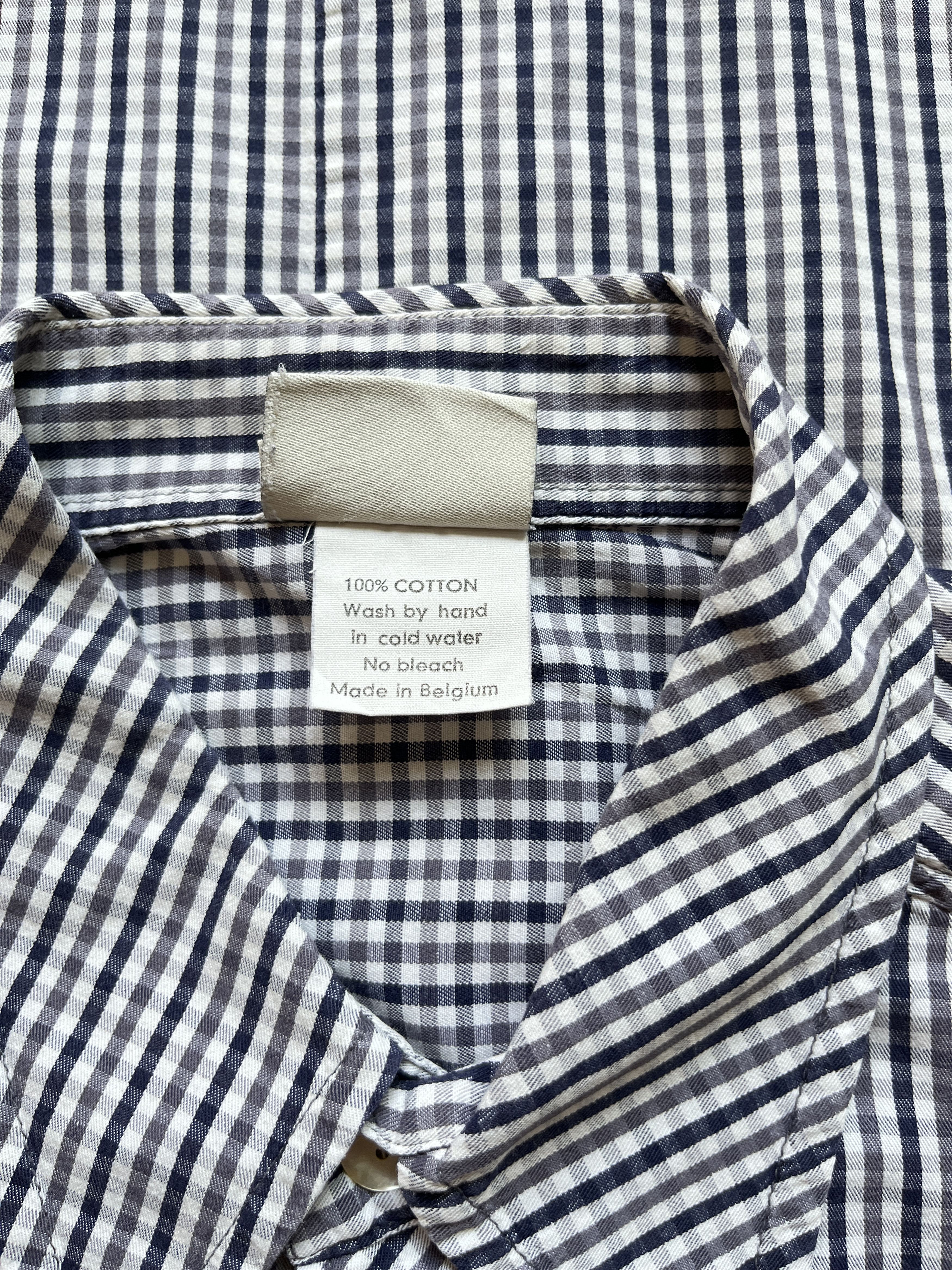 Dries Van Noten ⚡️QUICK SALE⚡️1990's Dries Van Noten Blue/Grey Checked Shirt Size US M / EU 48-50 / 2 - 4 Thumbnail