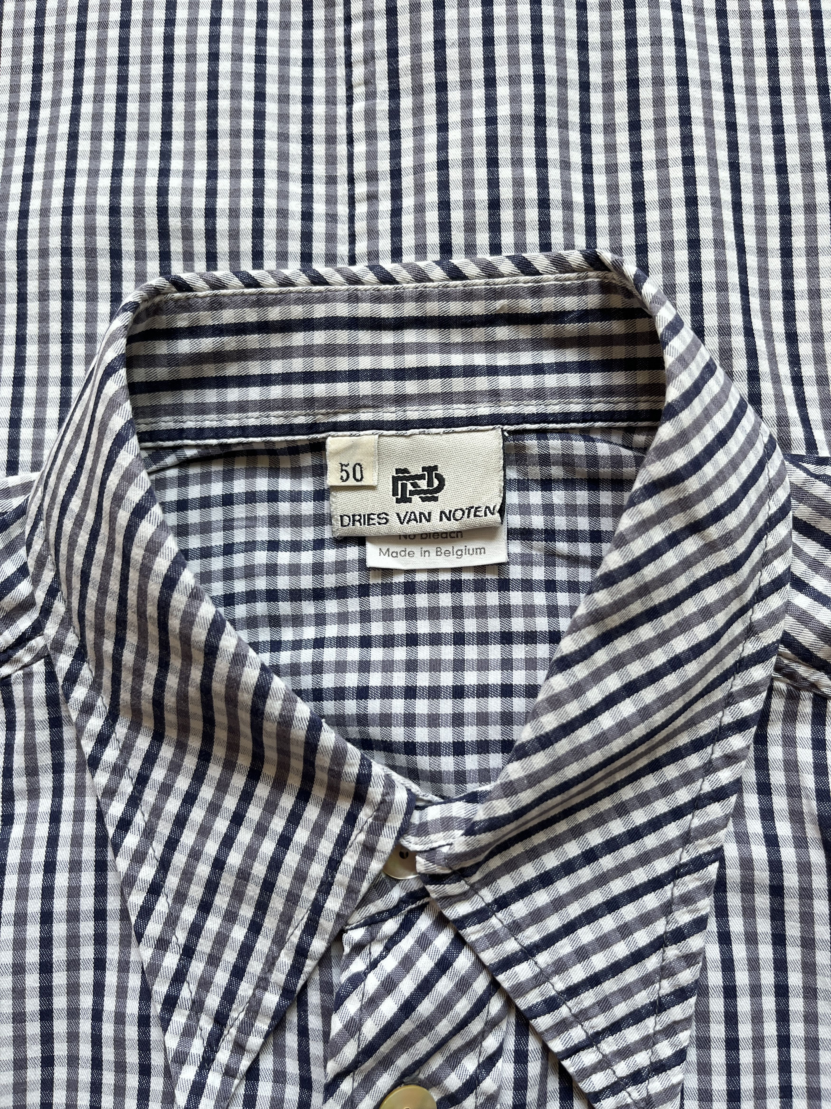 Dries Van Noten ⚡️QUICK SALE⚡️1990's Dries Van Noten Blue/Grey Checked Shirt Size US M / EU 48-50 / 2 - 3 Thumbnail