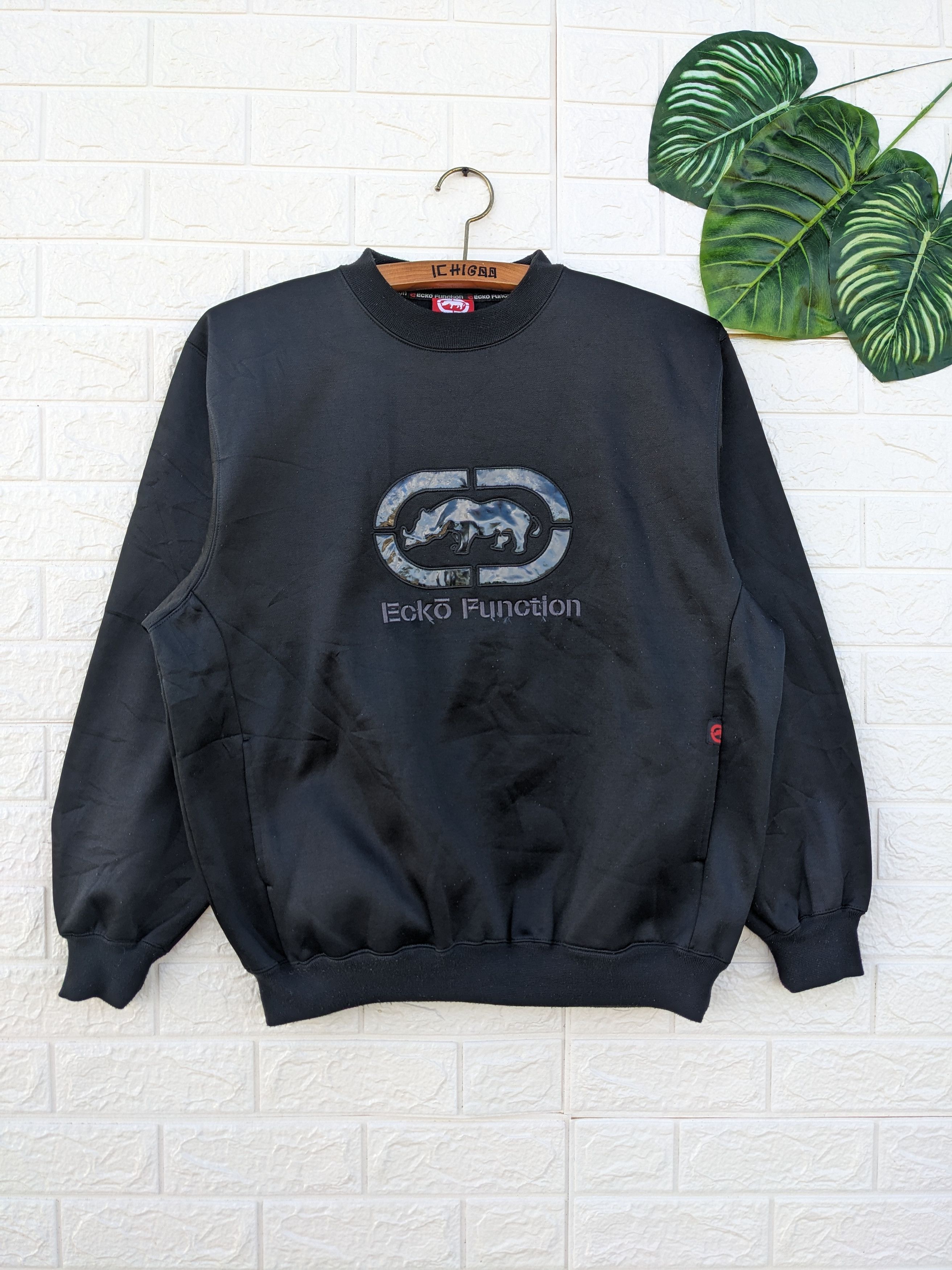 image of Ecko Unltd x Vintage Ecko Function Embroidery Logo Sweatshirt in Black, Men's (Size XL)