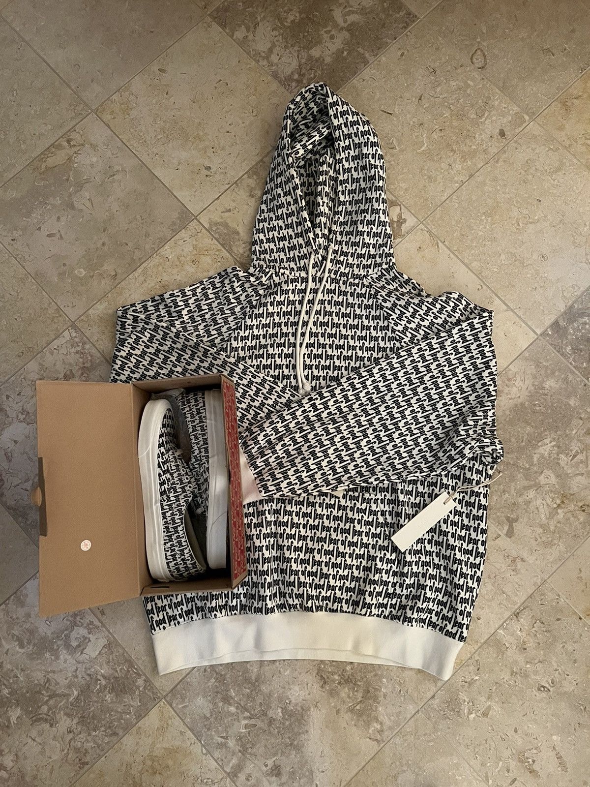 Fear of god hoodie all over print hotsell