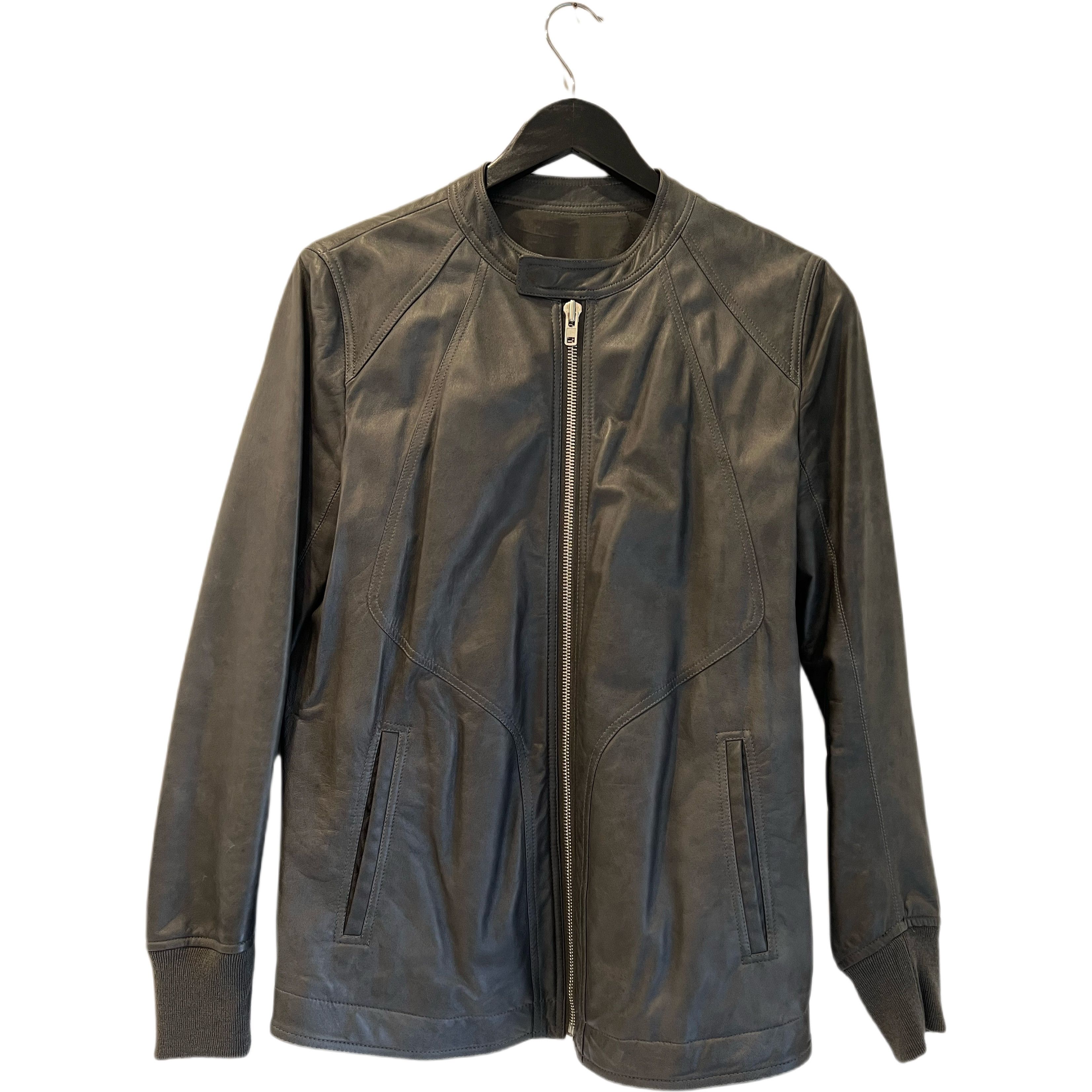 Rick Owens Grey Leather Jacket